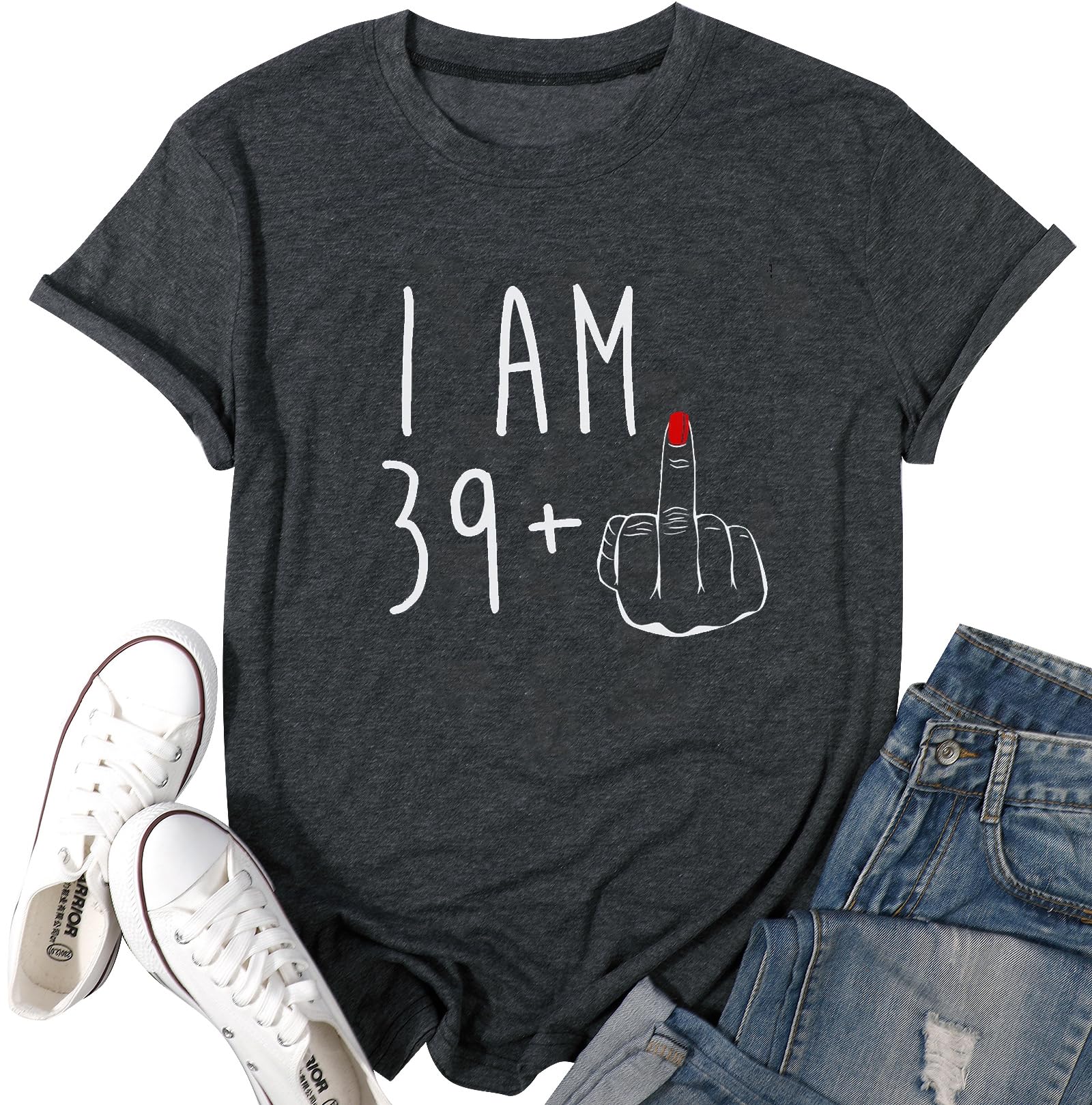 40th Birthday Shirts for Women - Funny 40 Year Old Gift Ideas - Letter Print Casual Short Sleeve T-Shirt | Perfect for Birthday Parties, Girls Night Out & Milestone Celebrations