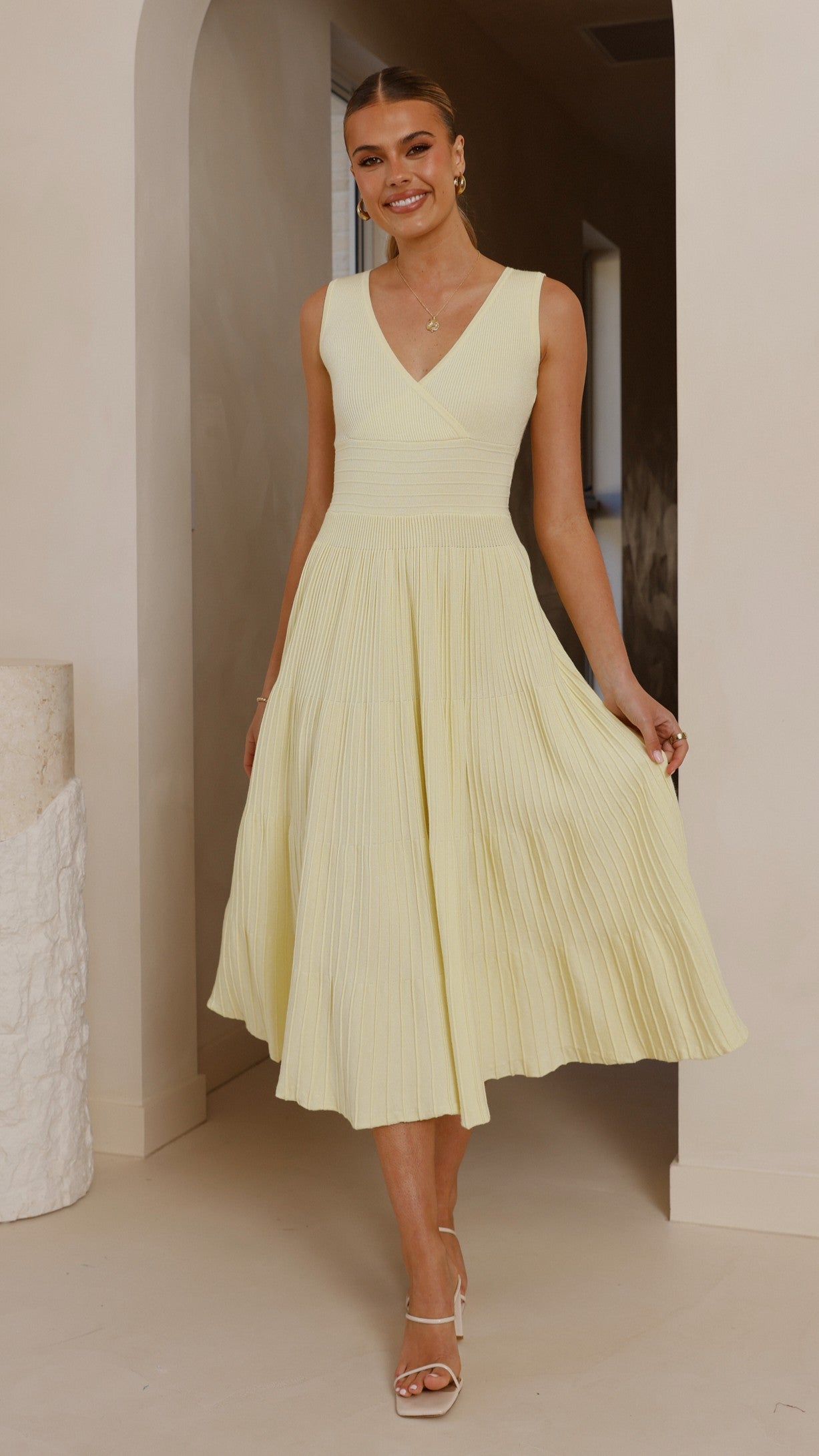 Jayde Knit Dress for Women - Soft & Comfortable Yellow Sweater Dress | Perfect for Casual Outings, Office Wear & Date Nights