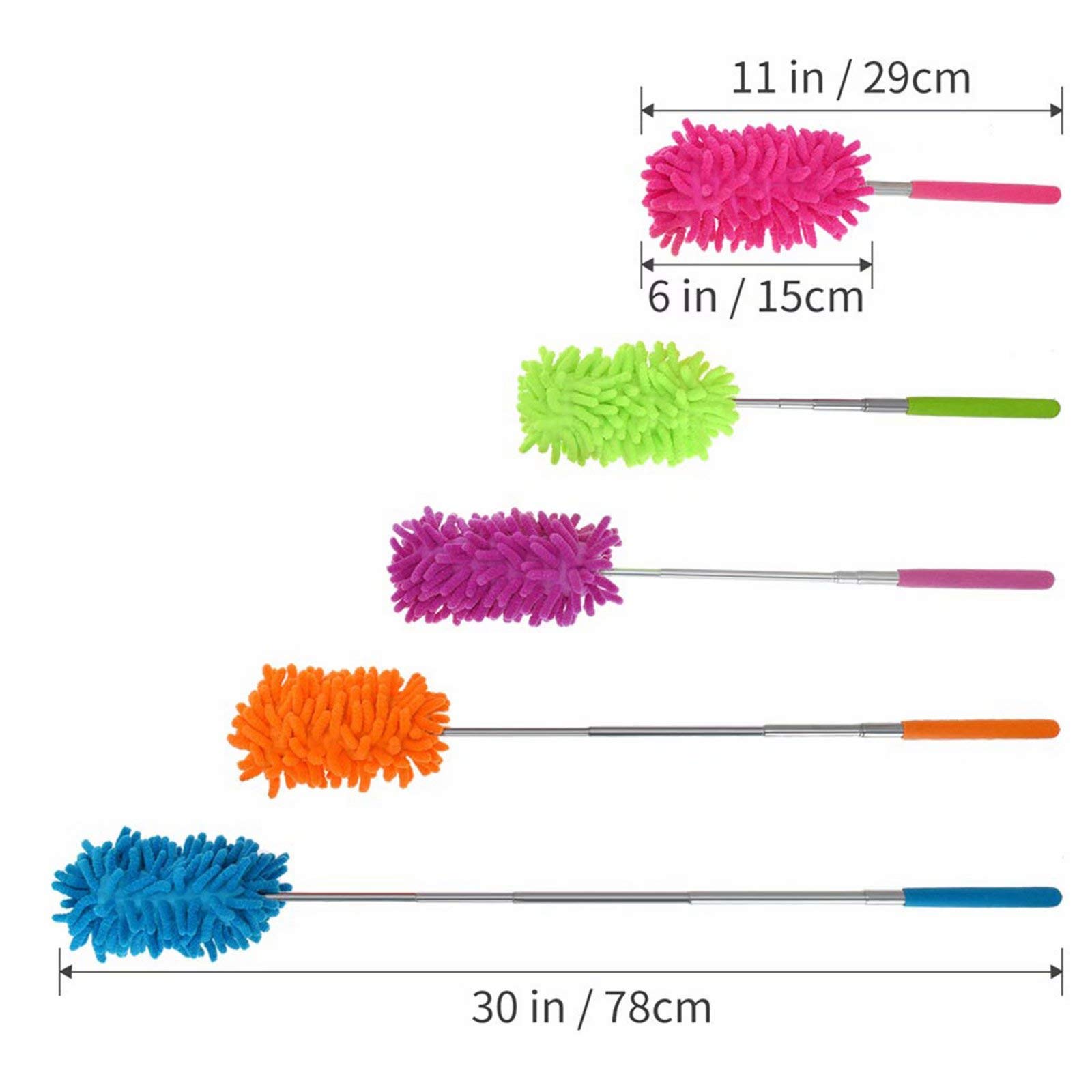 4 Pack Retractable Microfiber Dusting Brush - Extendable Cleaning Tool for Home, Car, Office & Electronics | Perfect for Dusting Furniture, Car Interiors, Keyboards & Hard-to-Reach Areas