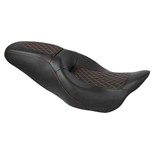 Premium One-Piece 2-Up Bucket Seat for Harley Davidson Road King/Street Glide/Electra Glide/Road Glide (2009-2023) - Comfortable Motorcycle Driver & Passenger Seat for Long Rides and Touring