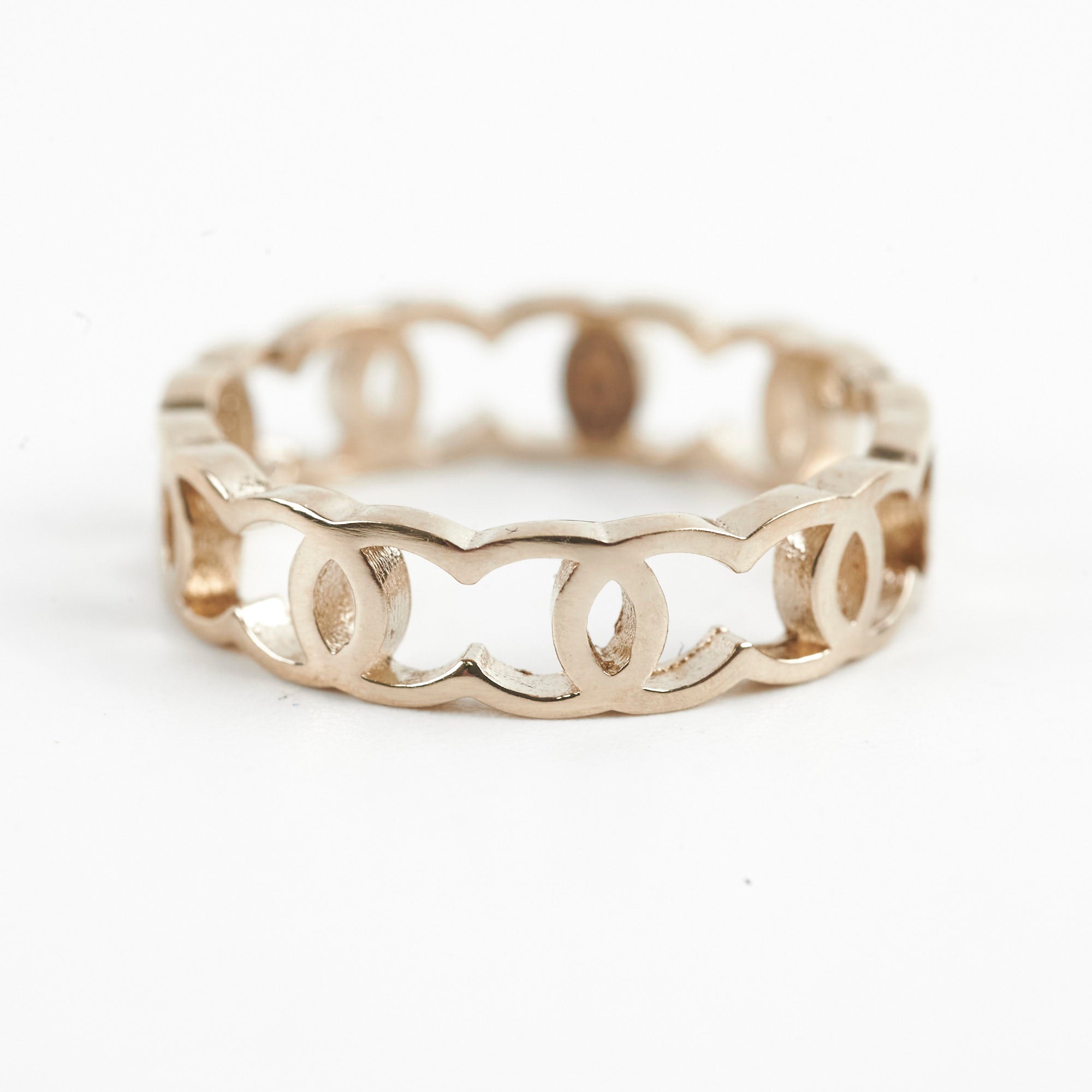 Chanel CC Logo Ring for Women - Size 52 (US 6) - Luxury Gold-Tone Fashion Jewelry Gift for Her | Perfect for Date Night, Party & Special Occasions