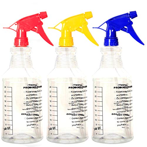 Youngever 3 Pack 32oz Empty Spray Bottles for Cleaning Solutions - Refillable Plastic Sprayer for Household, Kitchen, Garden & DIY Projects