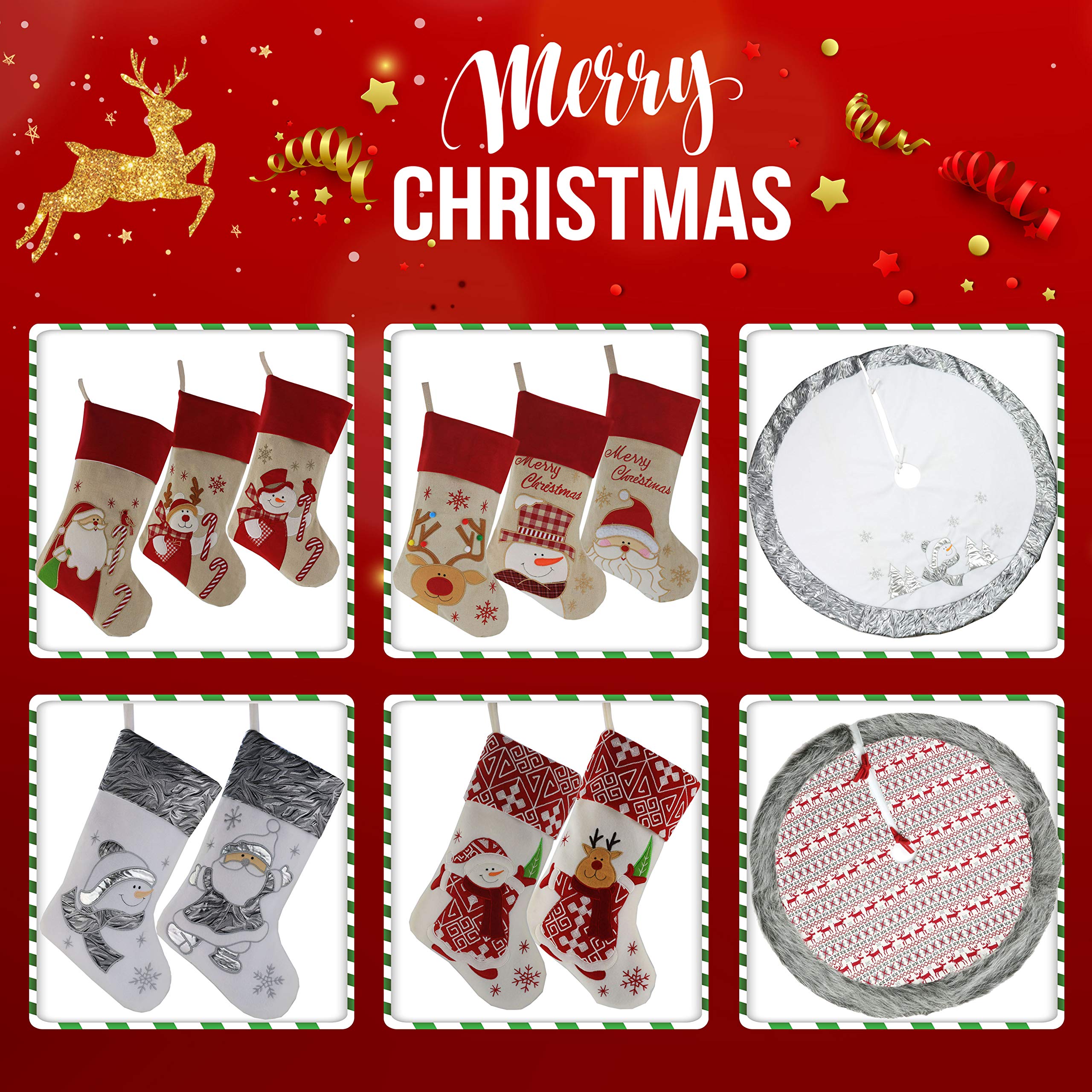 WEWILL 20 Inch Adorable Dog Christmas Stockings - Embroidered Pet Stocking for Puppies, Holiday Gift for Dog Lovers | Perfect for Christmas Decor, Pet Gifts & Festive Home Decor
