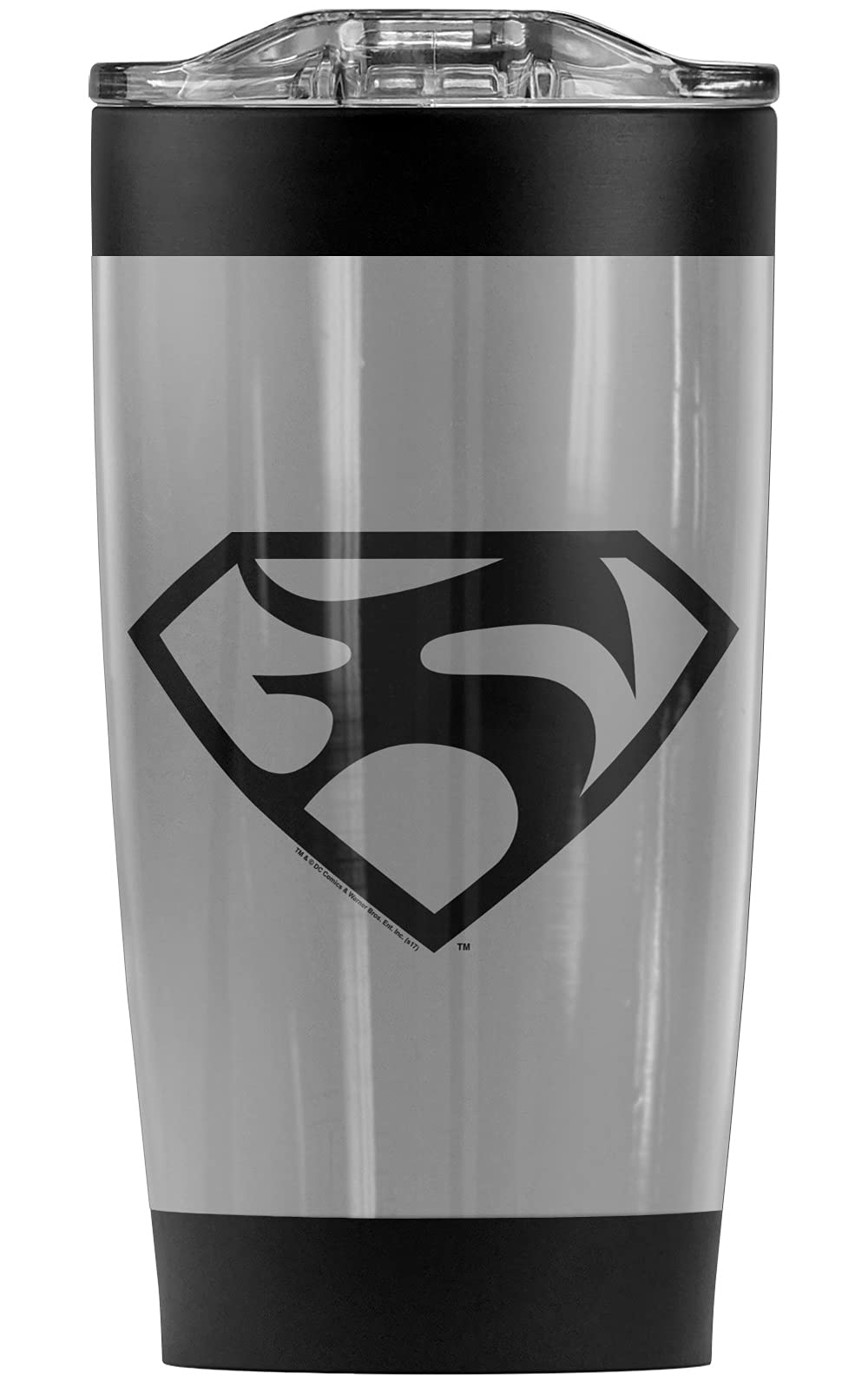 Superman Man of Steel Black Shield 20 oz Stainless Steel Tumbler - Vacuum Insulated Travel Mug with Leakproof Sliding Lid | Double Wall Coffee Cup for Hot & Cold Drinks | Perfect for Office, Gym, Camping & Road Trips