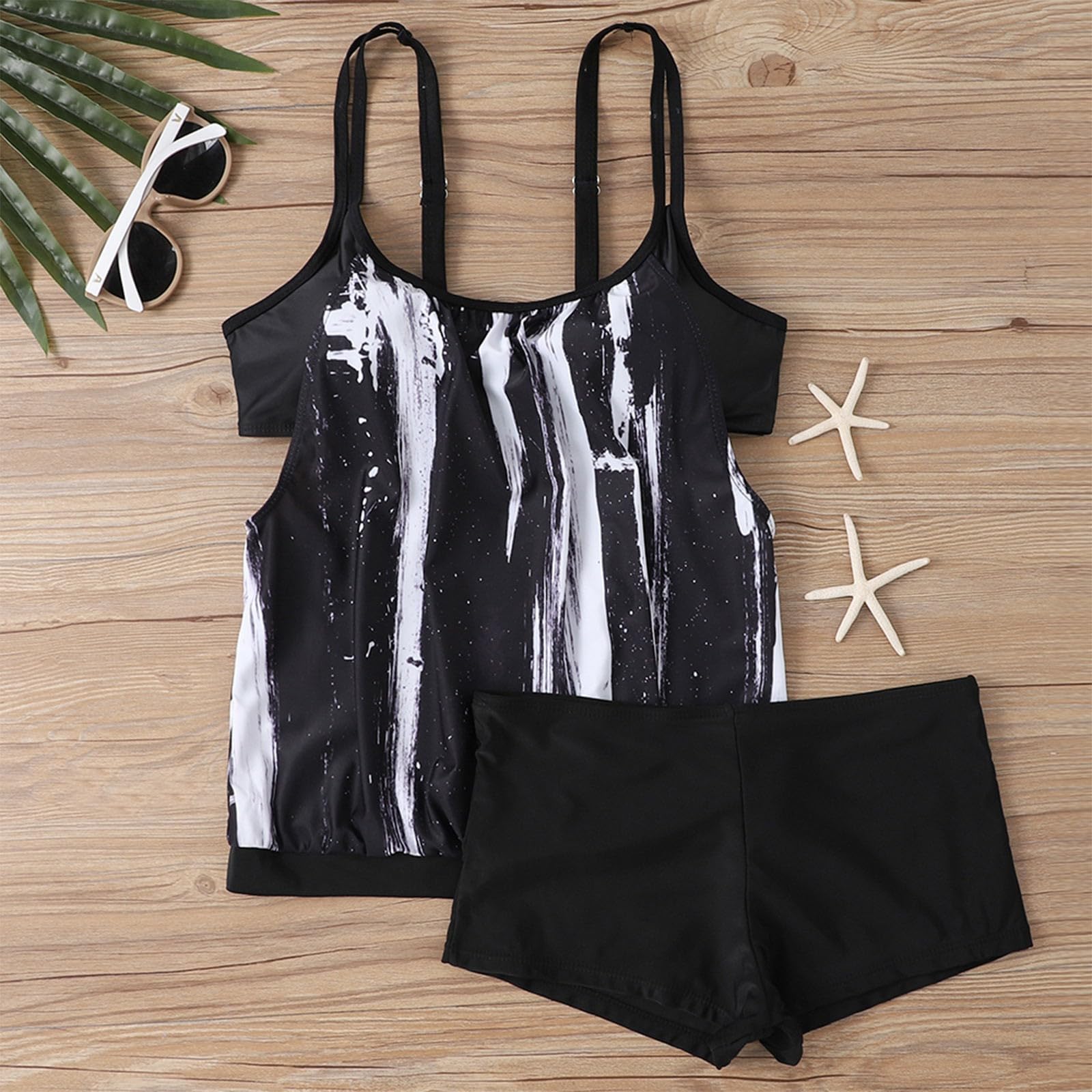 Trendy 2024 Women's Tankini Swimsuits - Floral Print Two Piece Bathing Suit with Sling Swim Top & Boyshorts for Beach, Pool & Summer Vacations