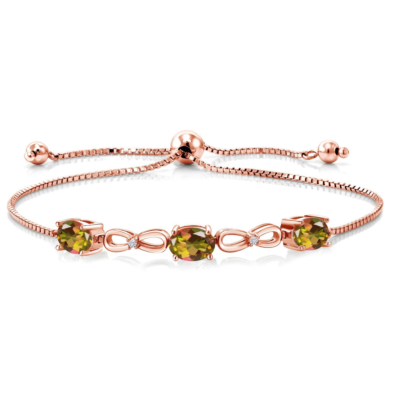3.62 Ct Mango Mystic Topaz & E-F Lab Grown Diamond 18K Rose Gold Plated Silver Bracelet for Women - Elegant Jewelry Gift for Anniversary, Birthday & Special Occasions