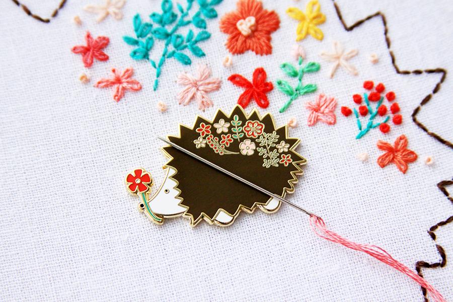 HEDGEHOG Needle Minder for Sewing & Embroidery - Magnetic Pin Holder by Flamingo Toes - Perfect for Quilting, Cross Stitch & Craft Projects