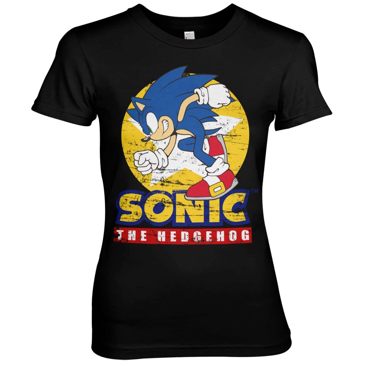 Official Sonic The Hedgehog Women's T-Shirt - Fast Sonic Graphic Tee (Black, XX-Large) - Perfect for Gaming, Cosplay & Casual Wear