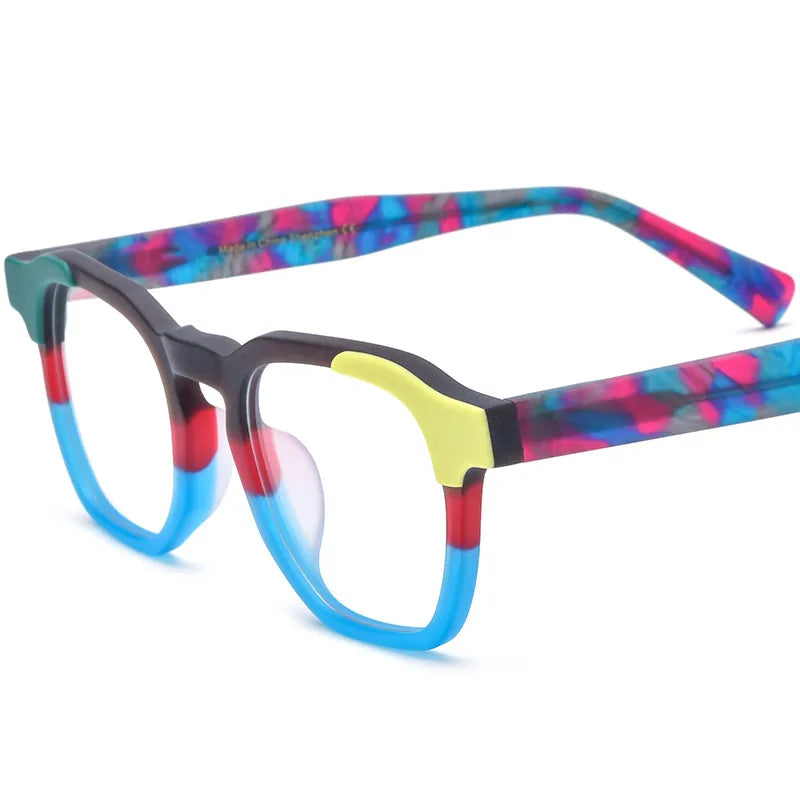 CCspace Unisex Full Rim Square Acetate Eyeglasses 56973 - Stylish & Durable Frame for Men & Women - Perfect for Work, Reading & Fashion Accessories