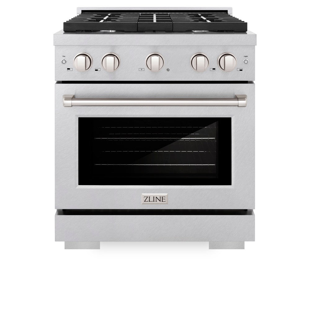 ZLINE 30 Inch 4.2 Cu Ft Dual Fuel Range with 4 Burner Gas Cooktop & Electric Convection Oven - Satin Stainless Steel (SDRS 30) | Professional Kitchen Appliance for Home Chefs & Cooking Enthusiasts