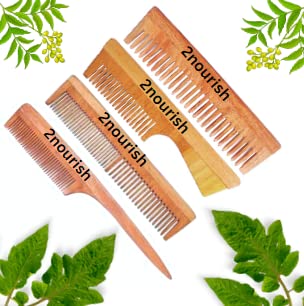 Organic Neem Wood Comb for Men & Women - Anti-Static & Scalp Massage Hair Comb - Perfect for Detangling, Styling & Healthy Hair Care at Home or Travel