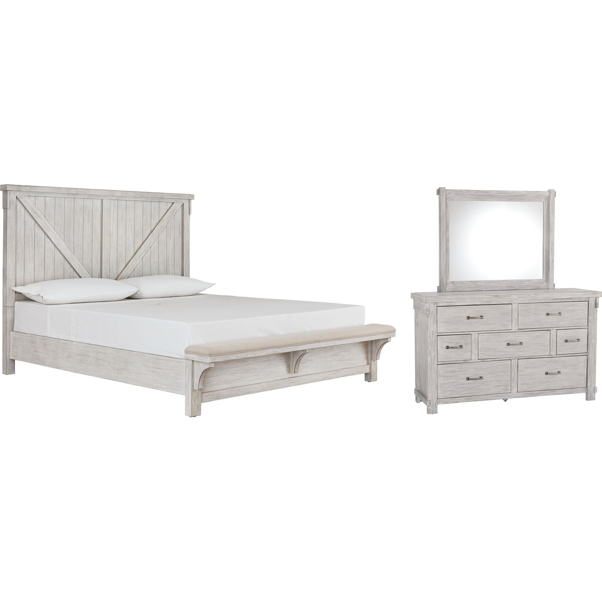 Brashland 5-Piece Queen Size Bedroom Set - Modern Bed Frame, Nightstand & Dresser - Perfect for Master Bedroom or Guest Room Decor