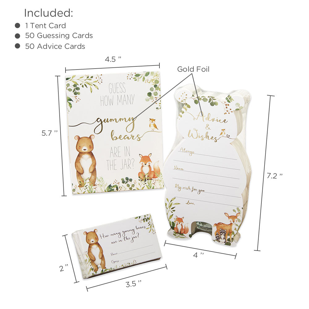 Woodland Baby Advice Cards & Baby Shower Game Set - 50 Pack for Gender Reveal, New Mom Gifts & Nursery Decor