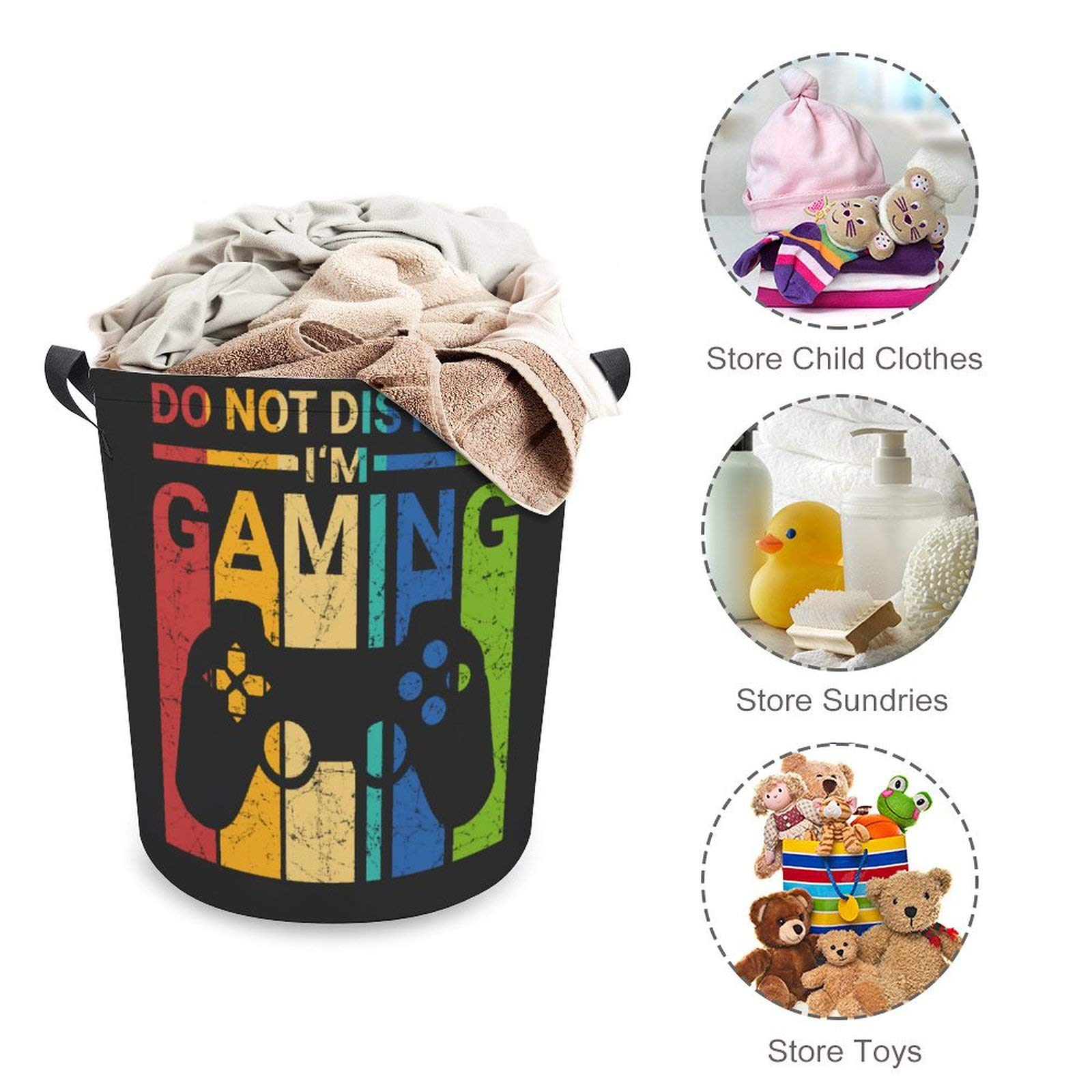 Retro Gamer Laundry Hamper - Waterproof Foldable Clothes Storage Bag for Dirty Laundry | Collapsible Toy Organizer Bin for Bedroom, Office & Kids Room | Perfect Gift for Gamers & Organizing Clothes, Toys