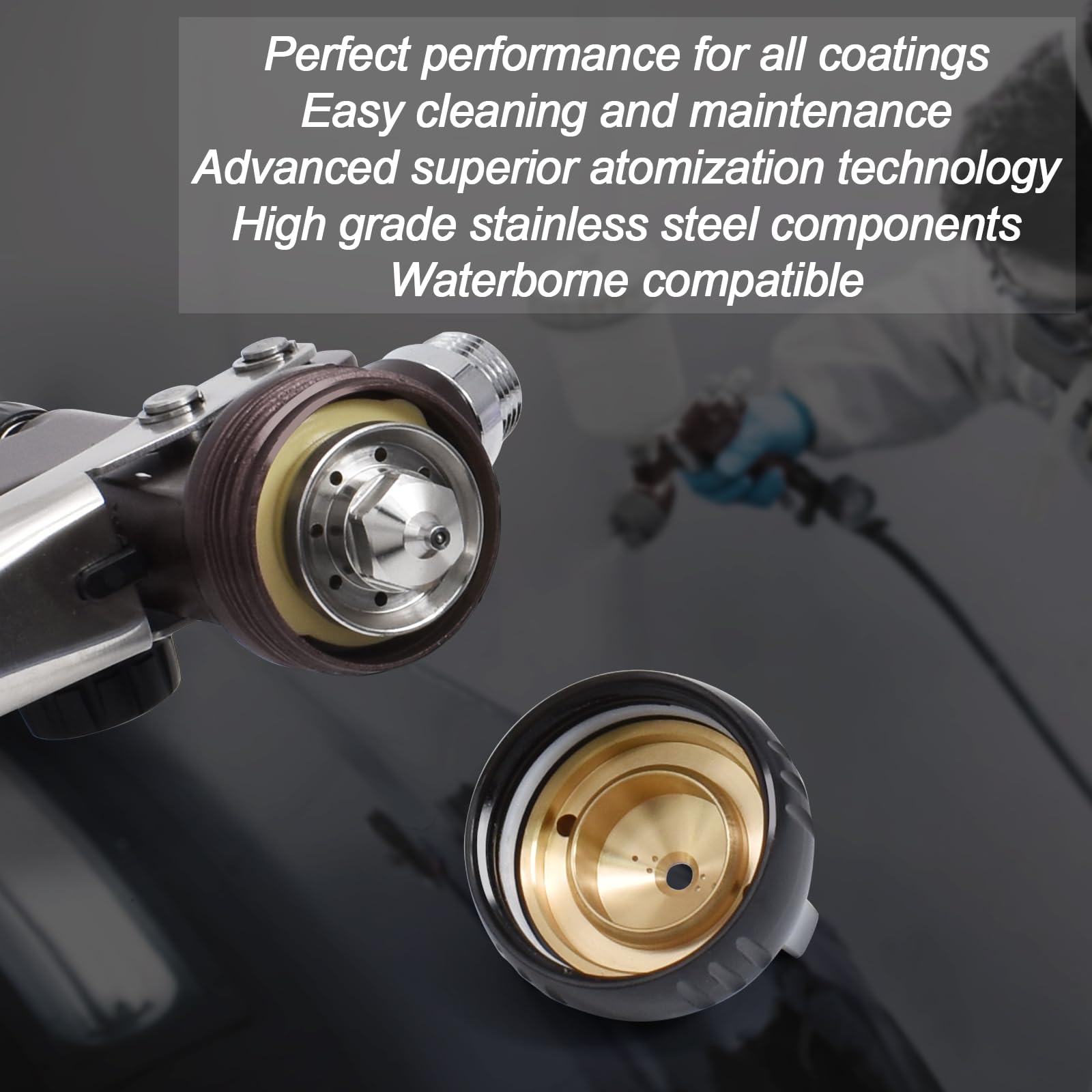 Premium SK100 HVLP Spray Gun 1.3mm Nozzle - Professional Automotive Paint Sprayer for Cars, Furniture, Varnish & Top Coat - Ideal for Auto Body Repair, DIY Projects & Professional Finishing