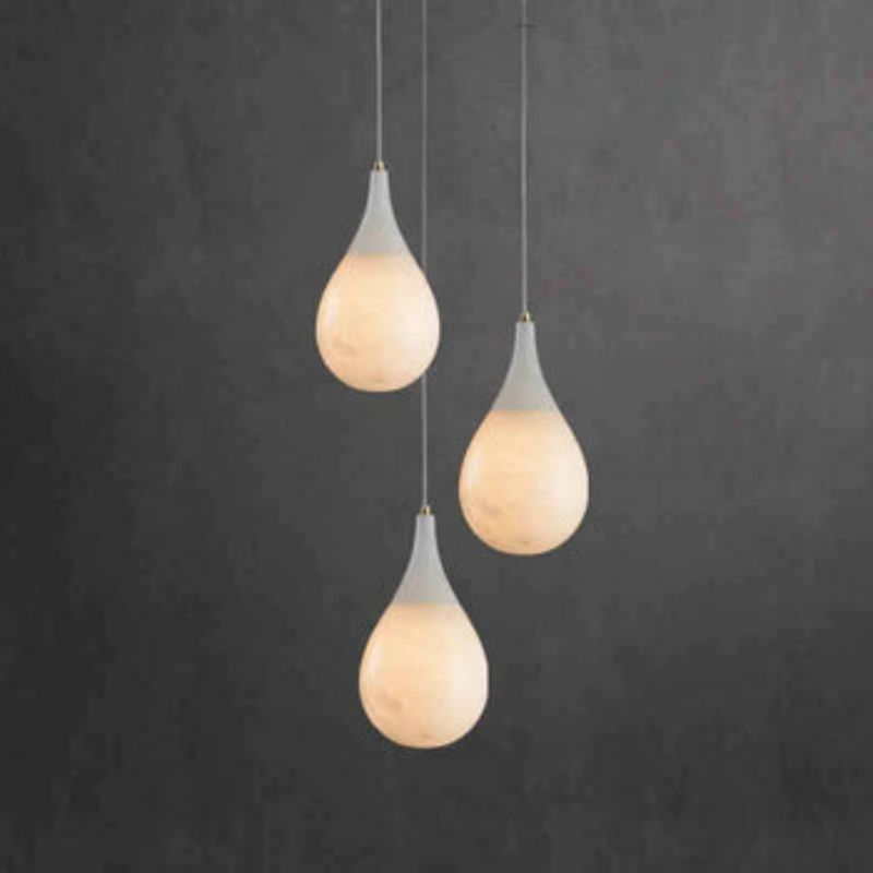 Modern Alabaster Teardrop Single Pendant Light - Elegant Ceiling Fixture for Dining Room, Bedroom, or Living Room Lighting