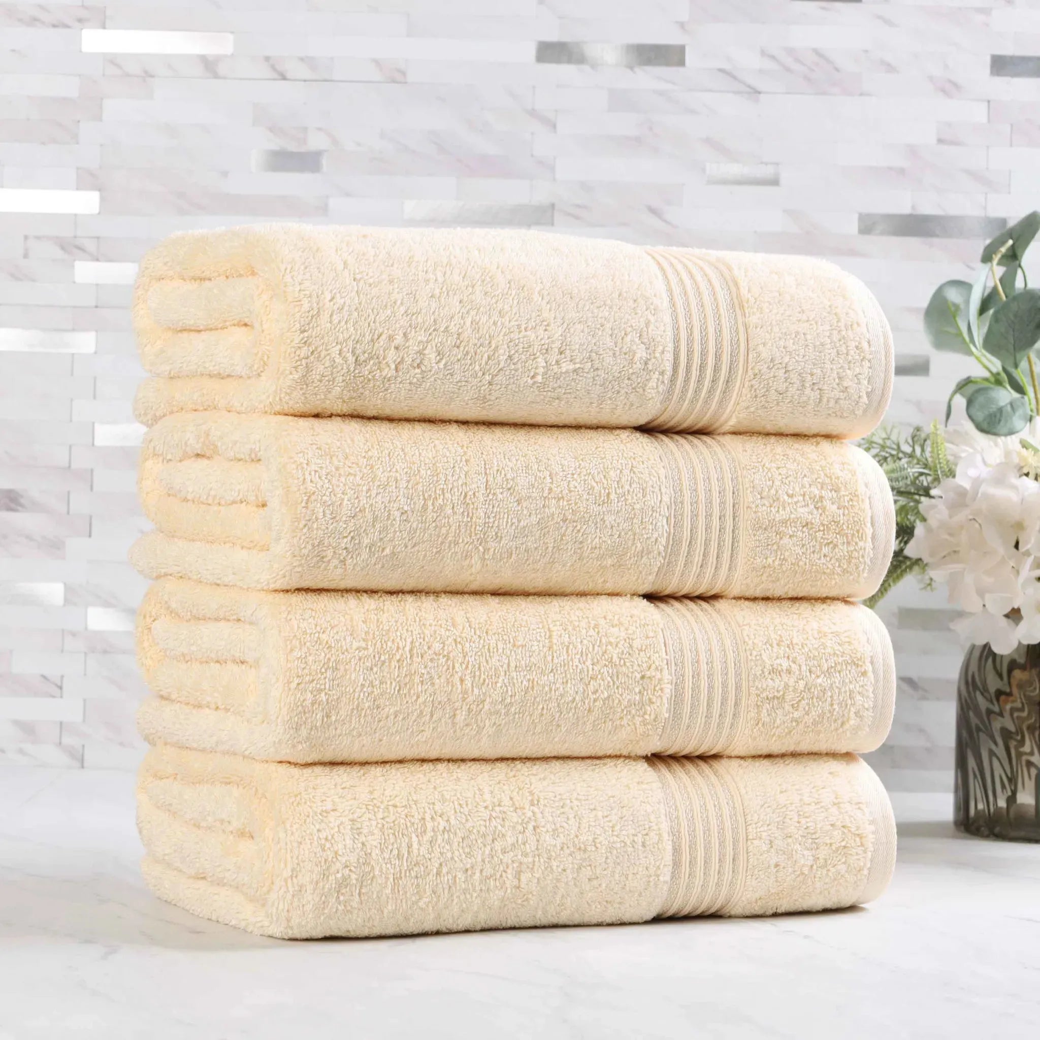 Premium Egyptian Cotton Bath Towels Set of 4 - Ultra Soft & Highly Absorbent Luxury Towels for Spa, Hotel & Home Use