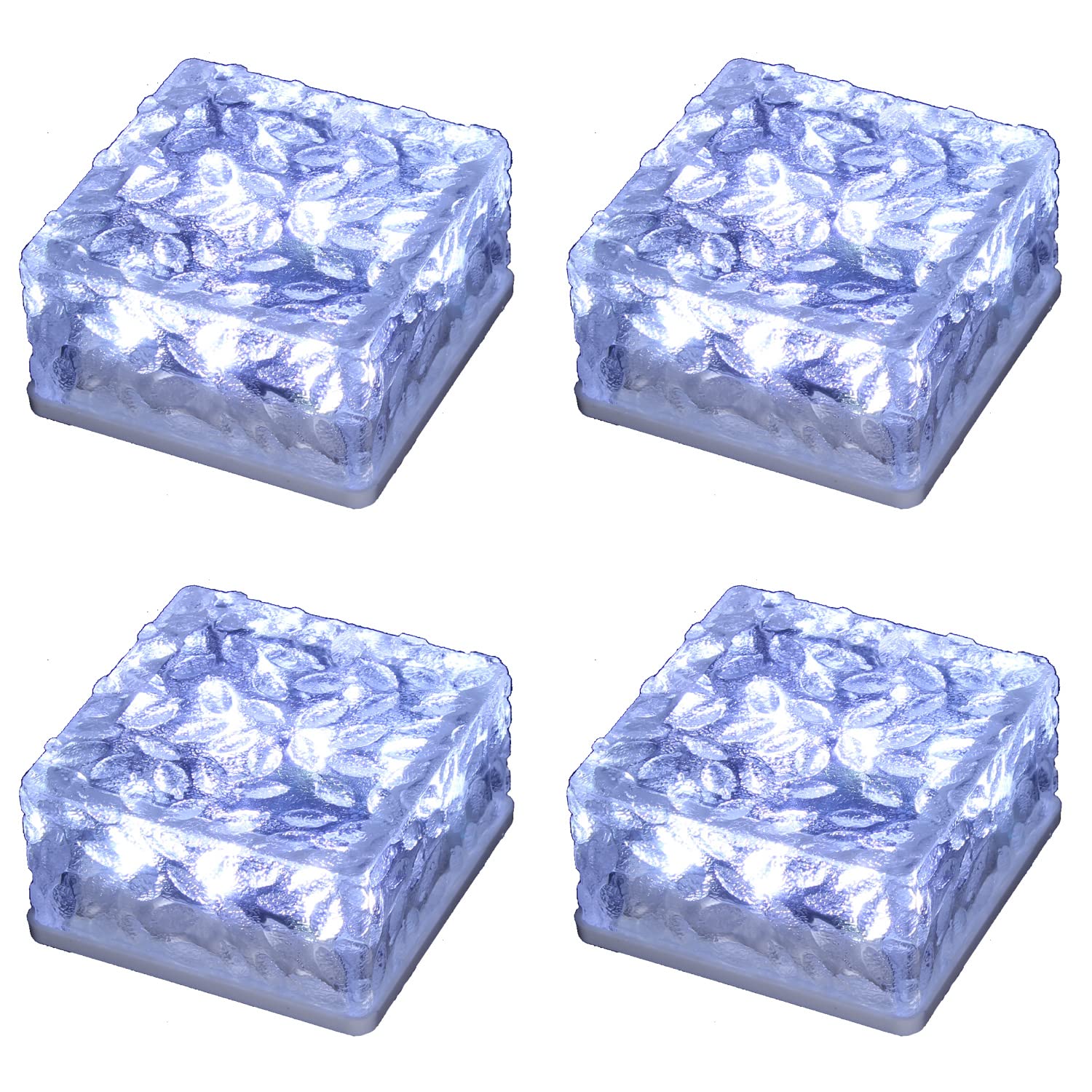 4x4 Solar Brick Lights - Outdoor Waterproof Paver Lights for Garden, Pathway, Patio & Walkway - Energy Efficient Landscape Lighting (White, 4-Pack) - Perfect for Backyard, Driveway & Pool Area Decor