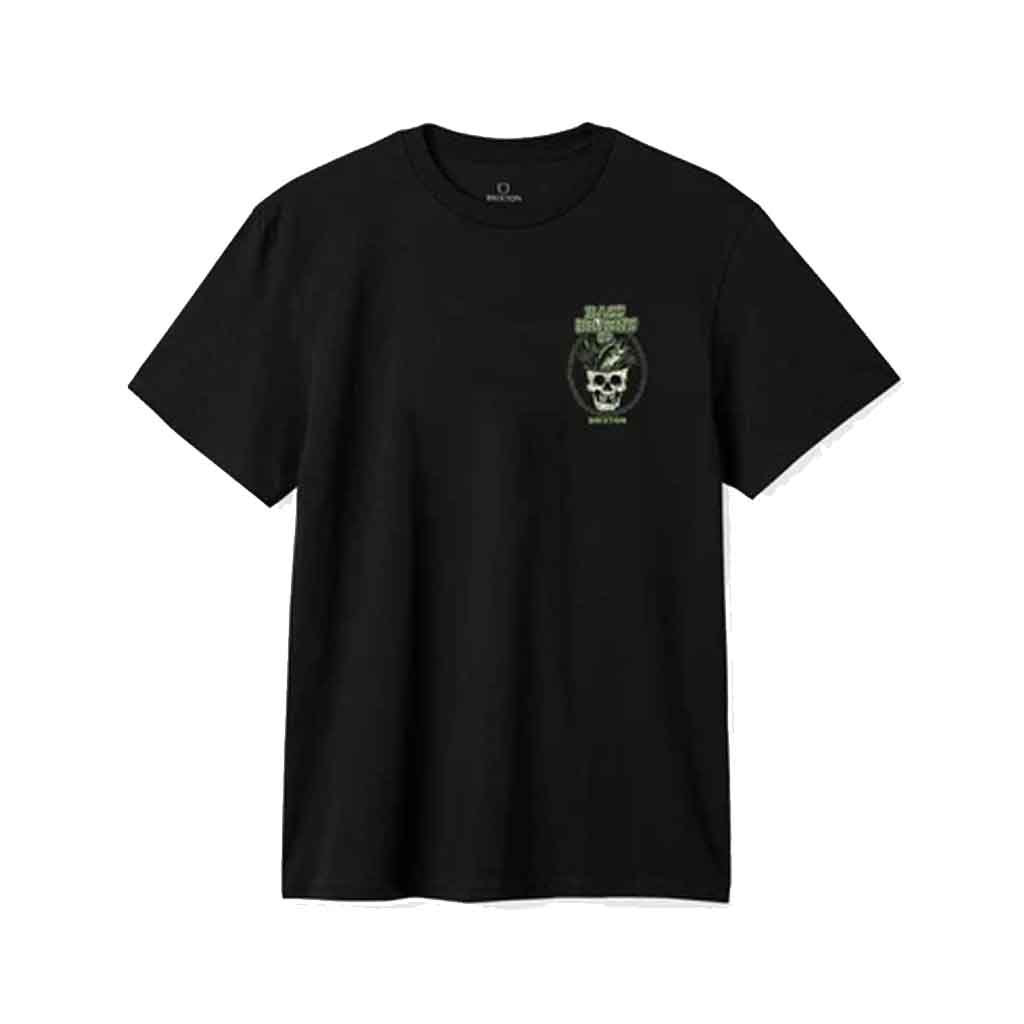 Brixton Bass Brains Skull Short Sleeve T-Shirt for Men - Black | Casual Streetwear, Music Festival Outfit, Skull Graphic Tee