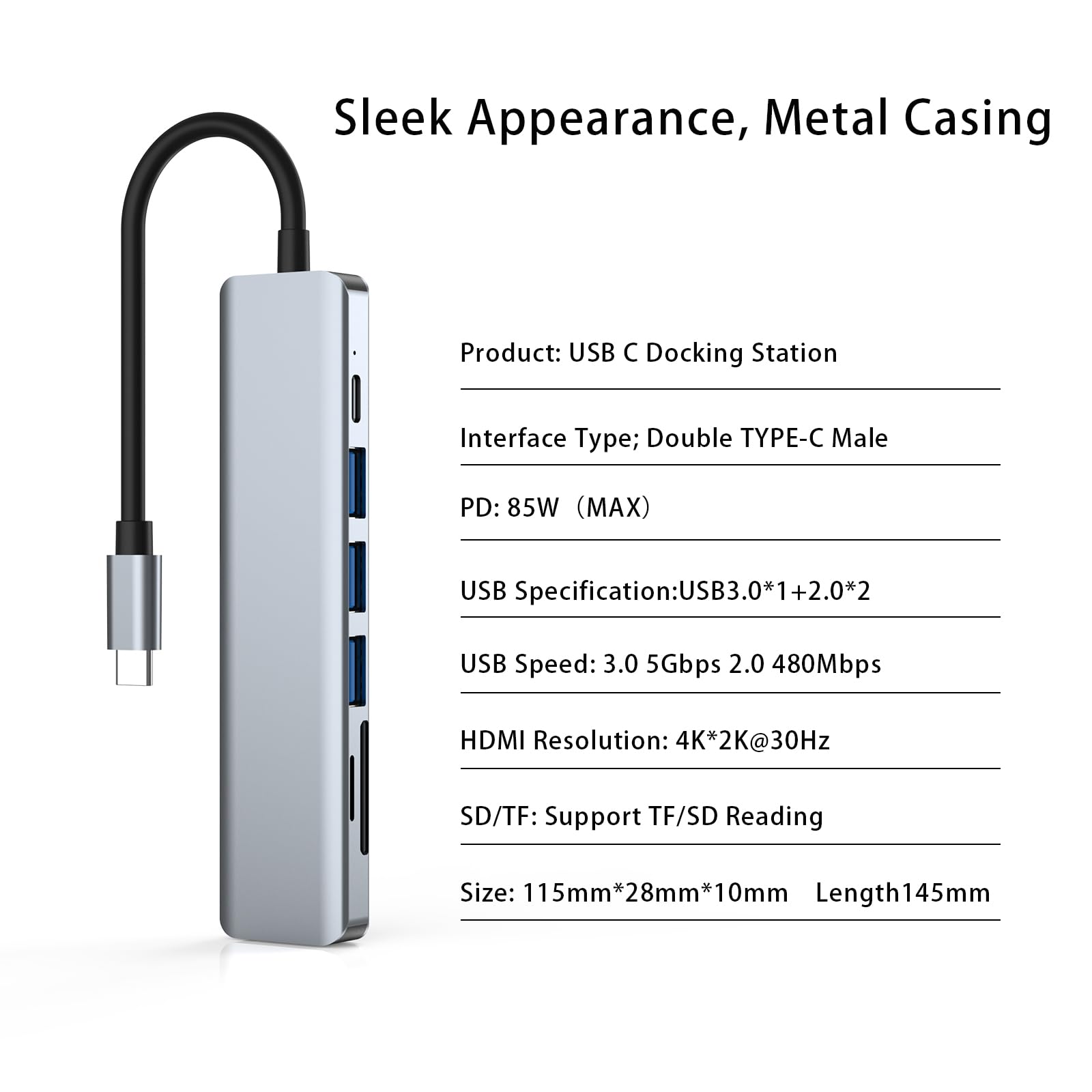 KOOFERWAY 7-in-1 USB C Hub with HDMI, 3 USB Ports, SD/TF Card Reader & 100W PD Charging - Compatible with MacBook Pro/Air, Dell, HP, Lenovo, Surface Laptops - Perfect for Work, Travel & Home Office Connectivity