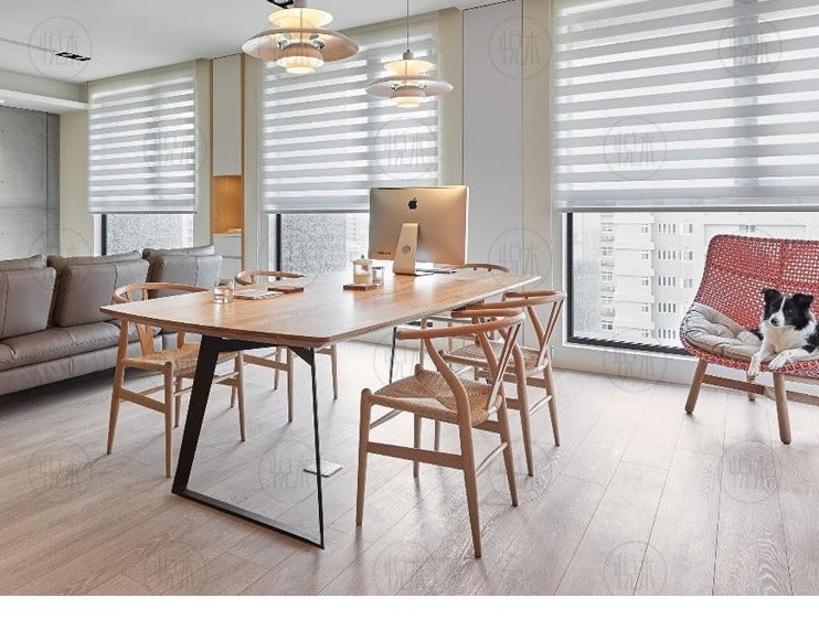 GRAHAM Scandinavian Solid Wood Live Edge Dining Table - Nordic Modern Design for Home, Restaurant & Cafe Decor