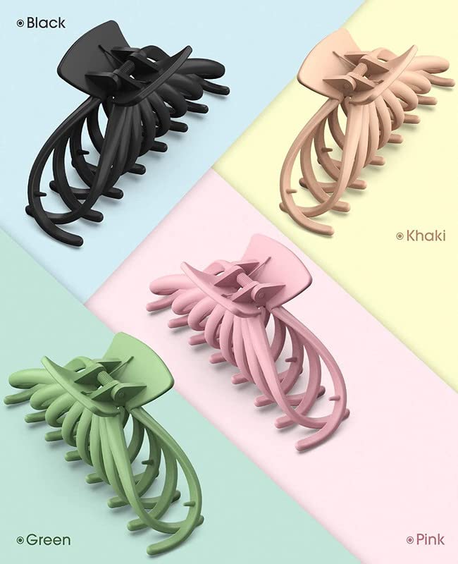RECTYO GALLERY 4.7 Inch Hair Claw Clips for Women - Strong Hold Hair Clips for Thick & Thin Hair - Fashion Hair Accessories (4 Pack) - Perfect for Daily Styling, Work, Parties & Christmas Gifts