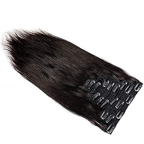 30 Inch Long Brazilian Human Hair Clip-in Extensions - Silky Straight 100% Remy Hair Weft - 150g Full Head Clip-in Hair Extensions for Black Women - #1 Jet Black - Perfect for Daily Styling, Parties & Special Occasions