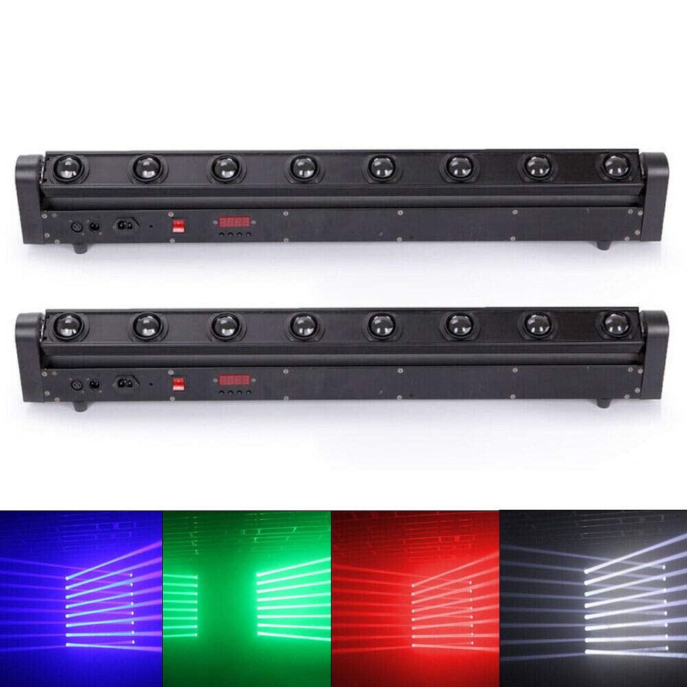 124W RGBW Moving Head Beam Light - 8 Scan LED Bar with DMX Control for DJ Stage Lighting (2PCS) | Perfect for Nightclubs, Concerts, and Live Events
