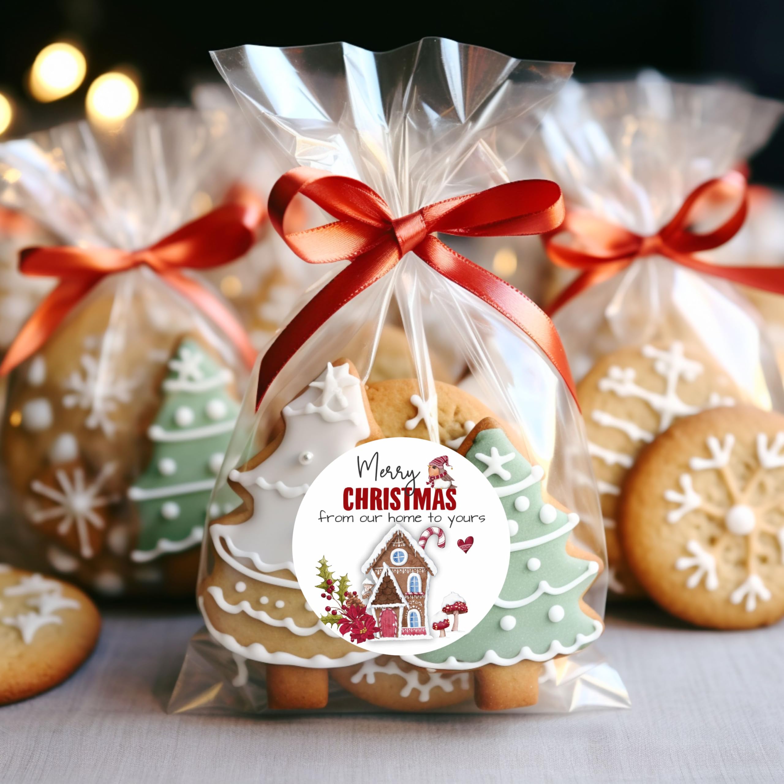Christmas Stickers - Set of 40 Cute Gingerbread House & Holiday Labels for Gift Wrapping, DIY Cards & Party Favors | Merry Christmas & Happy Holidays Decoration