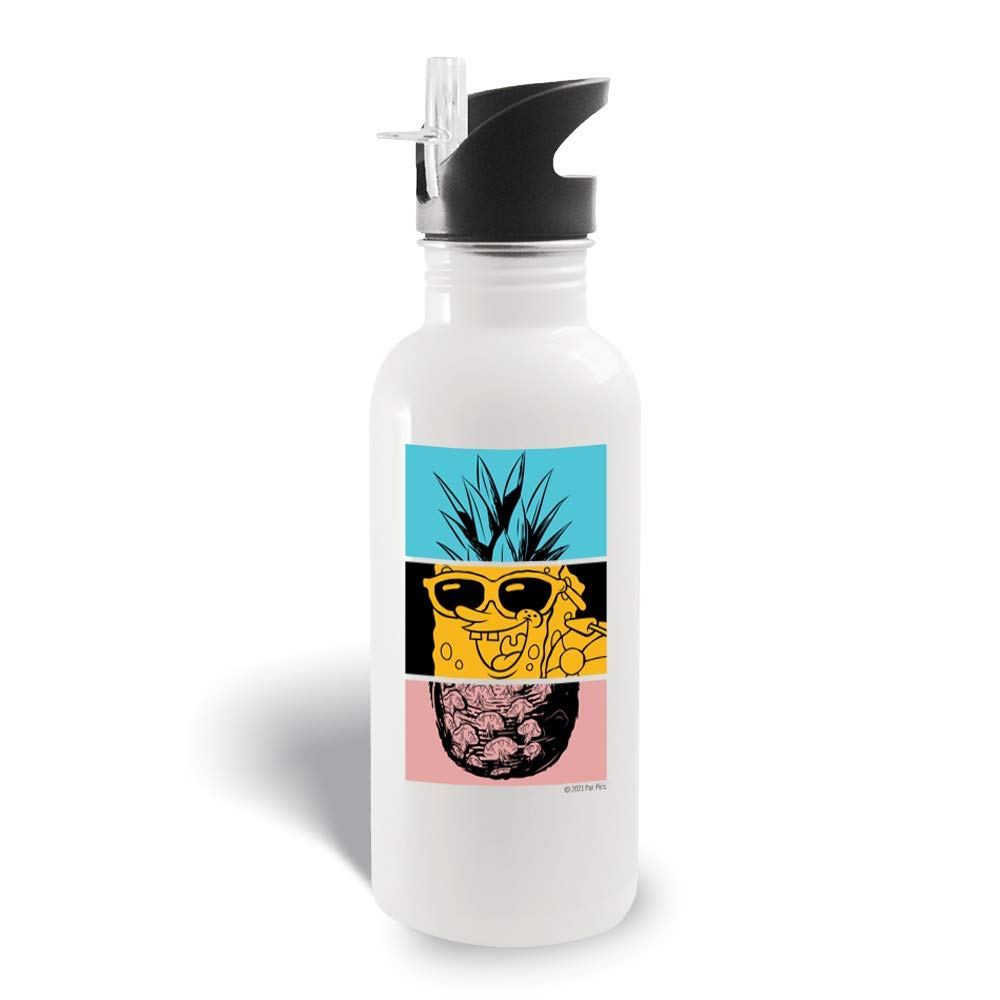 SpongeBob SquarePants 20oz Insulated Water Bottle with Straw & Screw Top Lid - BPA-Free Leakproof Travel Tumbler for Kids, School, Gym & Outdoor Activities
