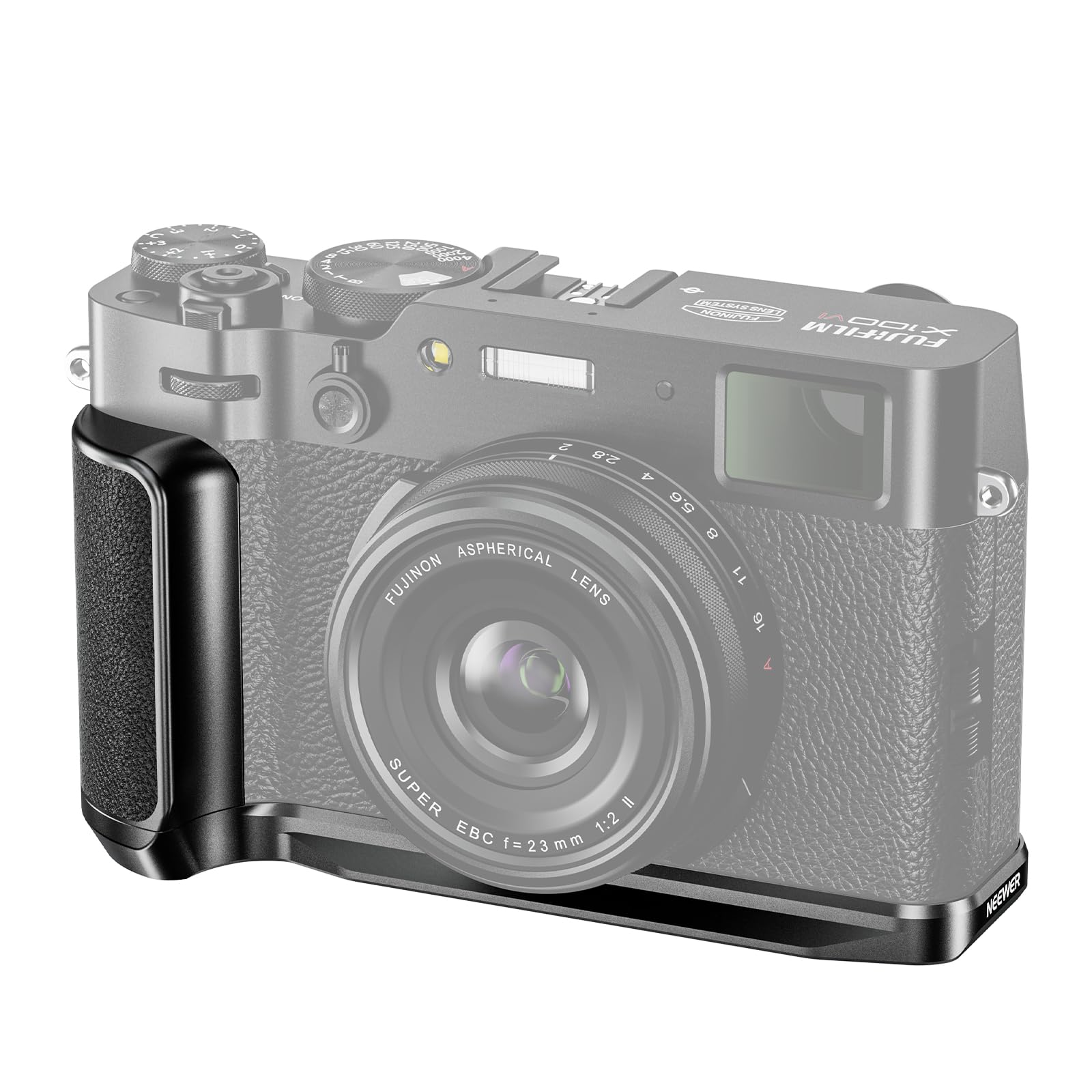 NEEWER X100VI Baseplate for Fujifilm X100VI & X100V Cameras - L-Shaped Bracket with Ergonomic Handgrip, Arca-Swiss Tripod Compatible (Black, Model CA084) - Perfect for Street Photography & Travel Shooting