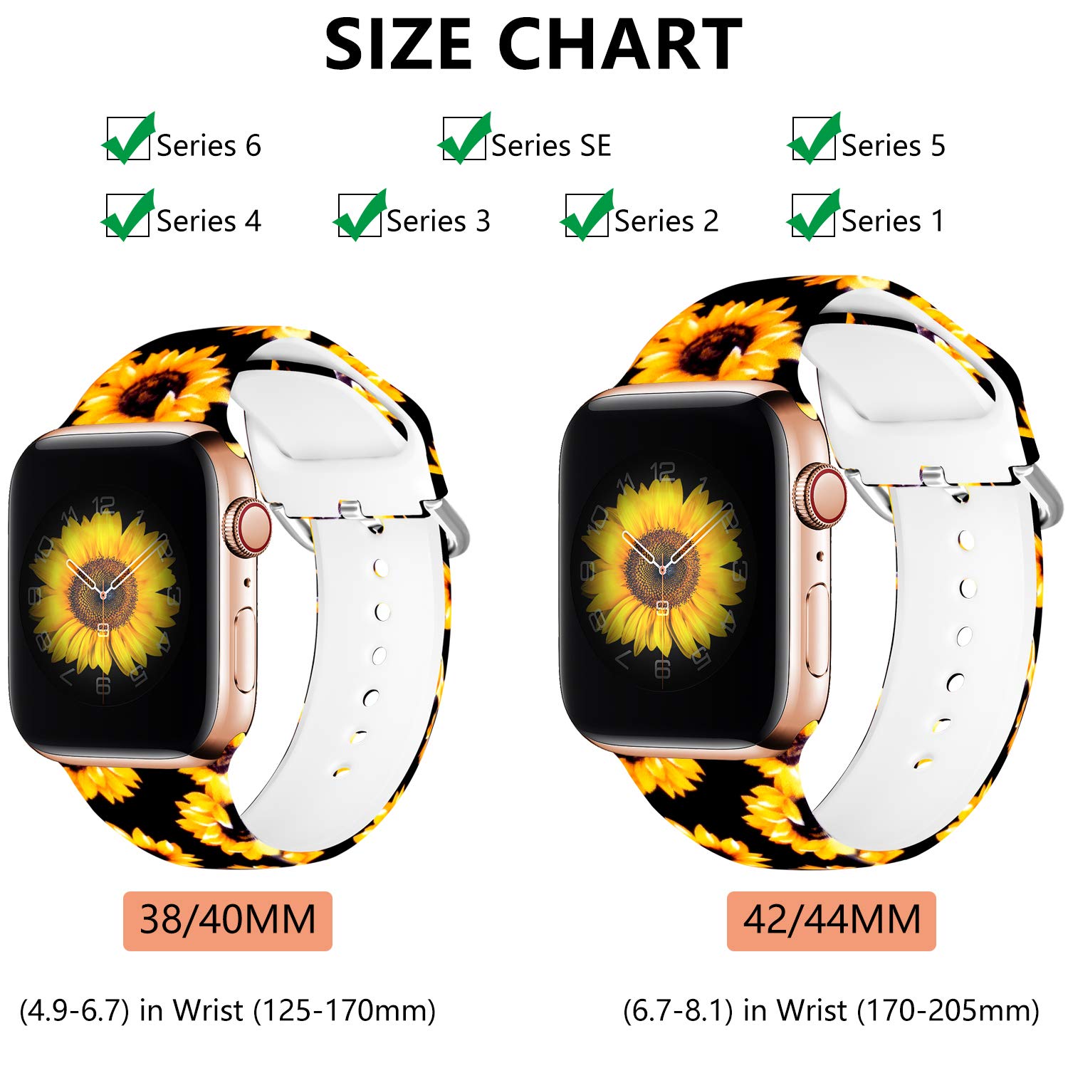 2 Pack Floral Print Sport Silicone Bands Compatible with Apple Watch 38mm 42mm 40mm 44mm 41mm 45mm 49mm - Cute Durable Strap for Women Girls iWatch Ultra SE Series 8/7/6/5/4/3/2/1 - Perfect for Workouts, Running & Everyday Fashion Accessory