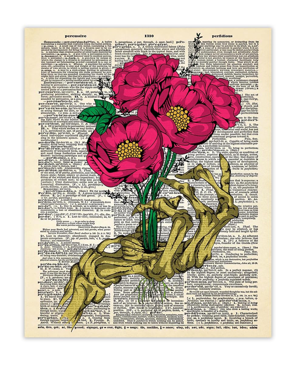 Vintage Floral Hand Halloween Wall Art - 8x10 Unframed Gothic Decor for Home & Witchy Spaces