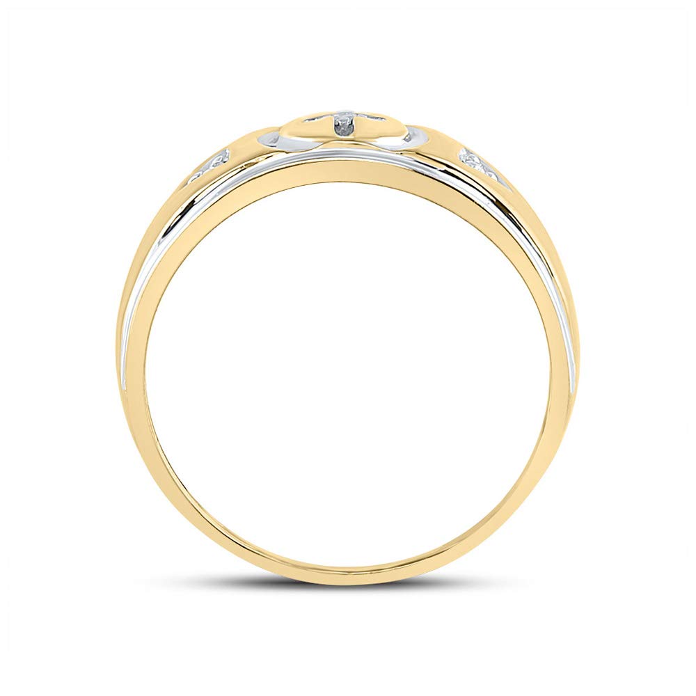 **1/20 CTTW Yellow-Tone Sterling Silver Men's Round Diamond Cross Wedding Band Ring – Perfect for Engagements, Anniversaries & Gifts**