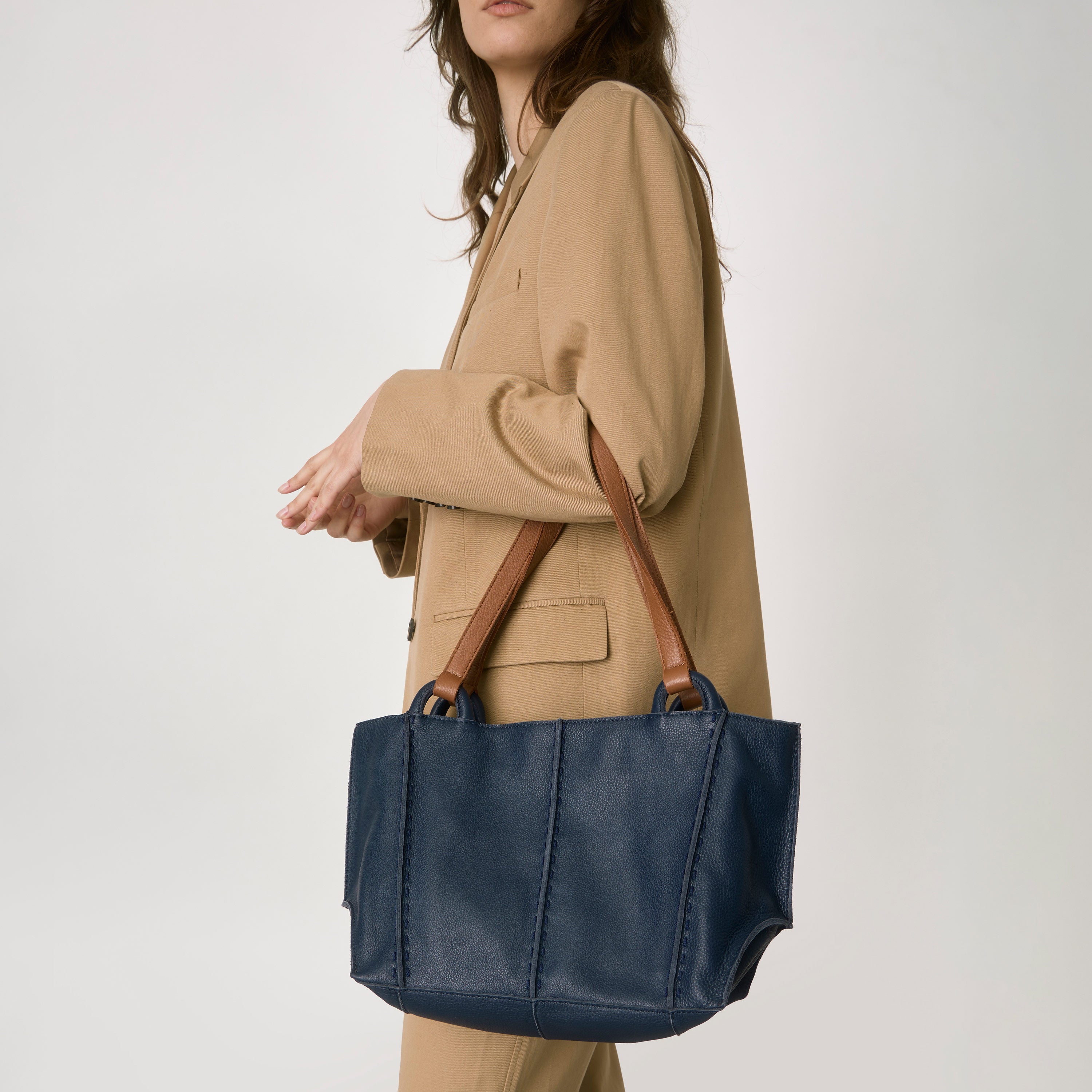 Los Feliz Genuine Leather Satchel Bag - Premium Indigo Blue Crossbody Purse for Women, Perfect for Work, Travel & Everyday Use