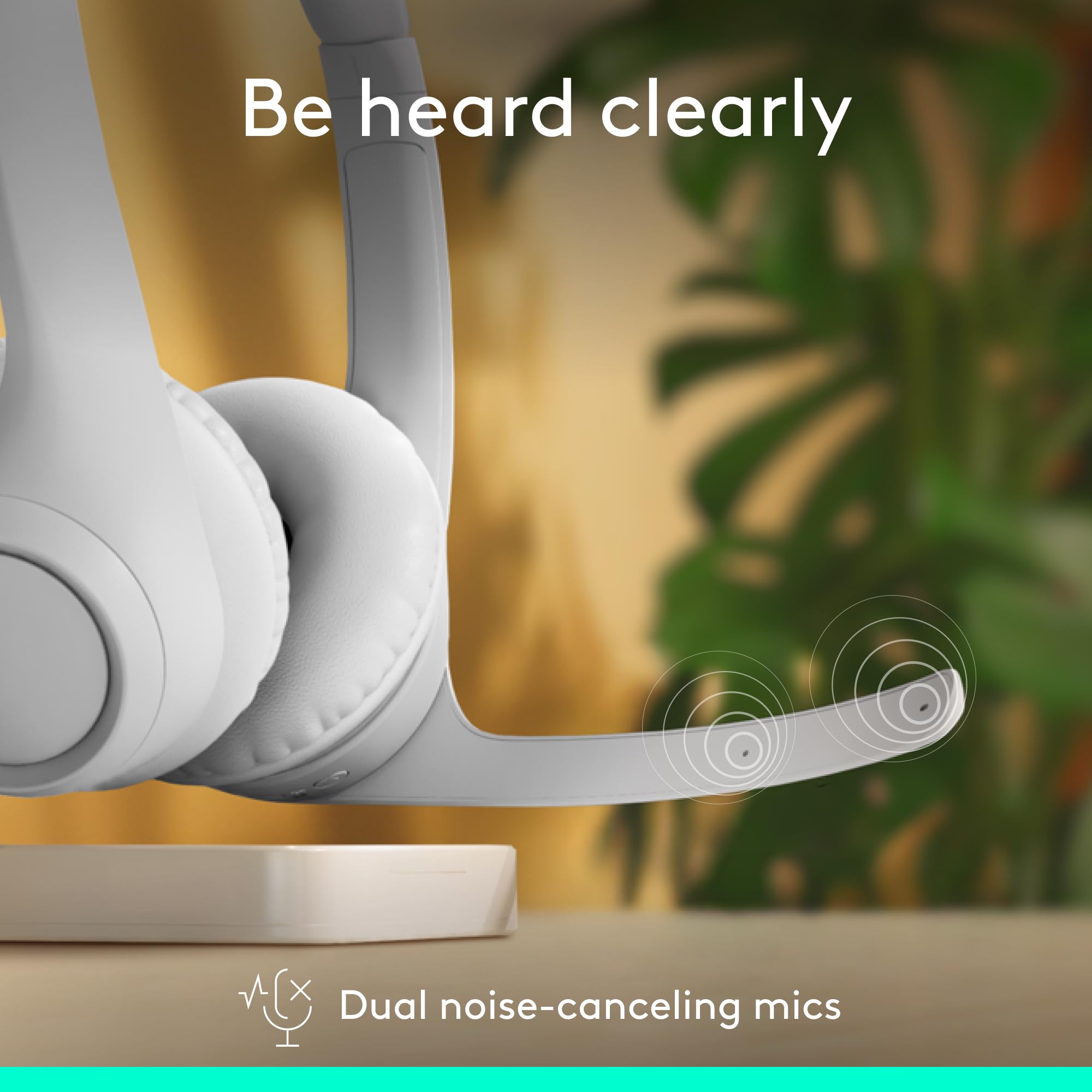 Logitech Zone 300 Wireless Bluetooth Headset with Noise-Canceling Mic - Compatible with Windows, Mac, Chrome, Linux, iOS, Android - Off-White - Perfect for Remote Work, Online Meetings & Gaming