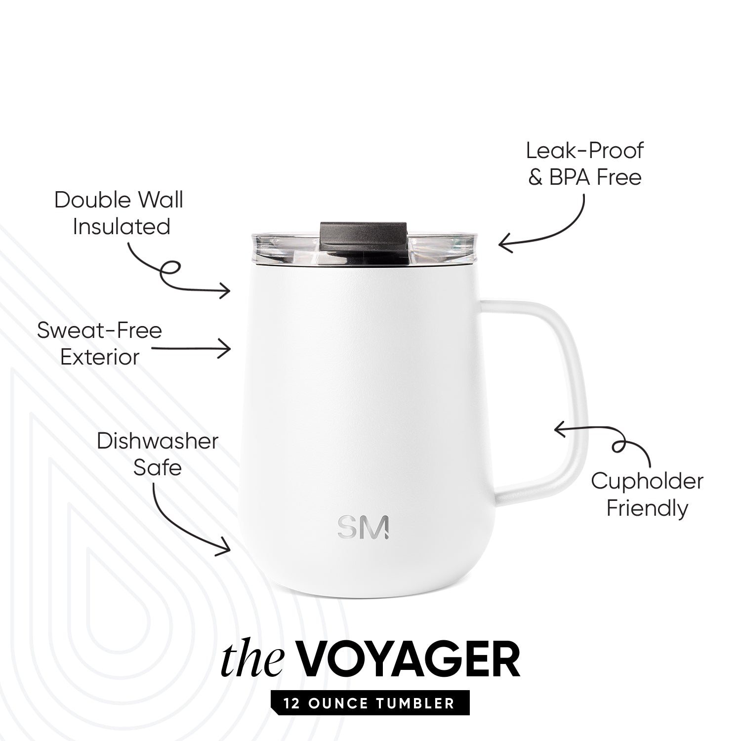Premium 12 oz Voyager Coffee Mug with Handle - Insulated Travel Mug for Hot & Cold Drinks - Perfect for Office, Commute, Camping & Outdoor Adventures