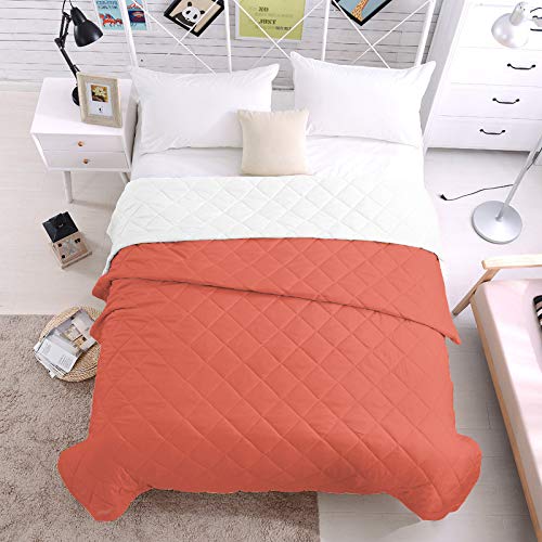 Libaoge Collection Quilted Bedspread - Oversized Queen Size, Premium Soft Cotton Filled Coverlet in Orange - Perfect for Bed, Couch or Sofa - Cozy Home Decor & Guest Room Essentials