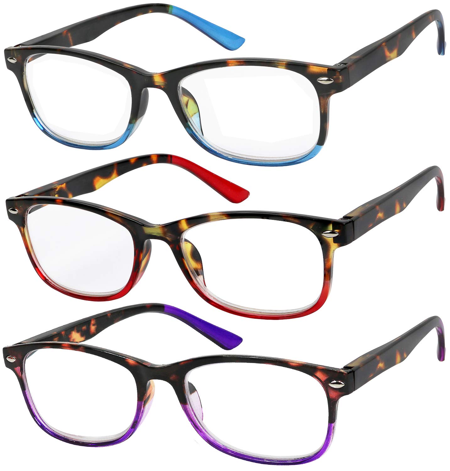 Success Eyewear Reading Glasses 3-Pack - Lightweight Spring Hinge Readers for Men & Women (+1.0 to +3.5 Strength) | Perfect for Reading Books, Using Phones & Computer Work