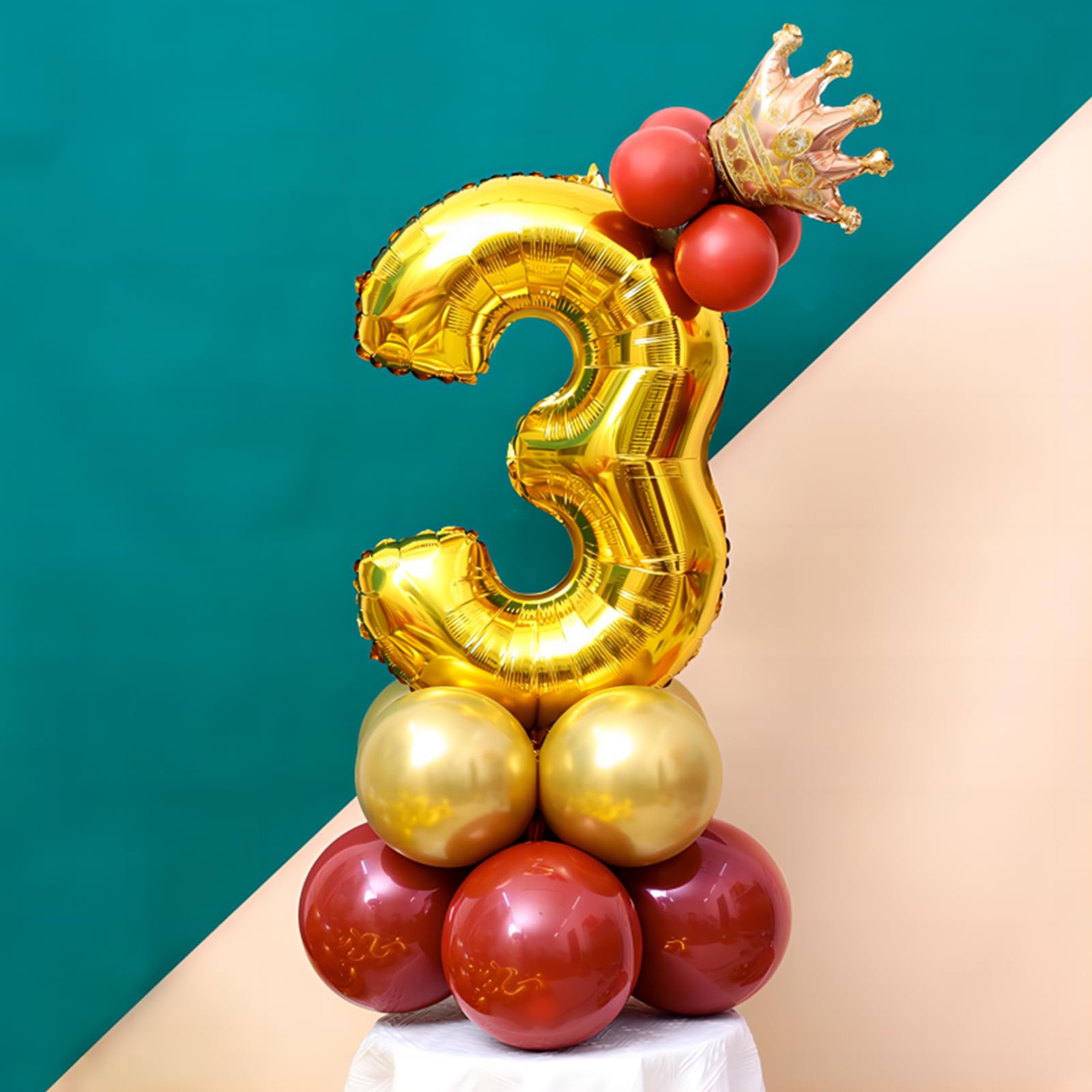 40 Inch Gold Number Balloons - Helium Mylar Foil Balloons for Birthday Party Decorations (Number 3) - Perfect for 3rd Birthday, Anniversary, Baby Shower & Special Events - Party Supplies for Kids & Adults
