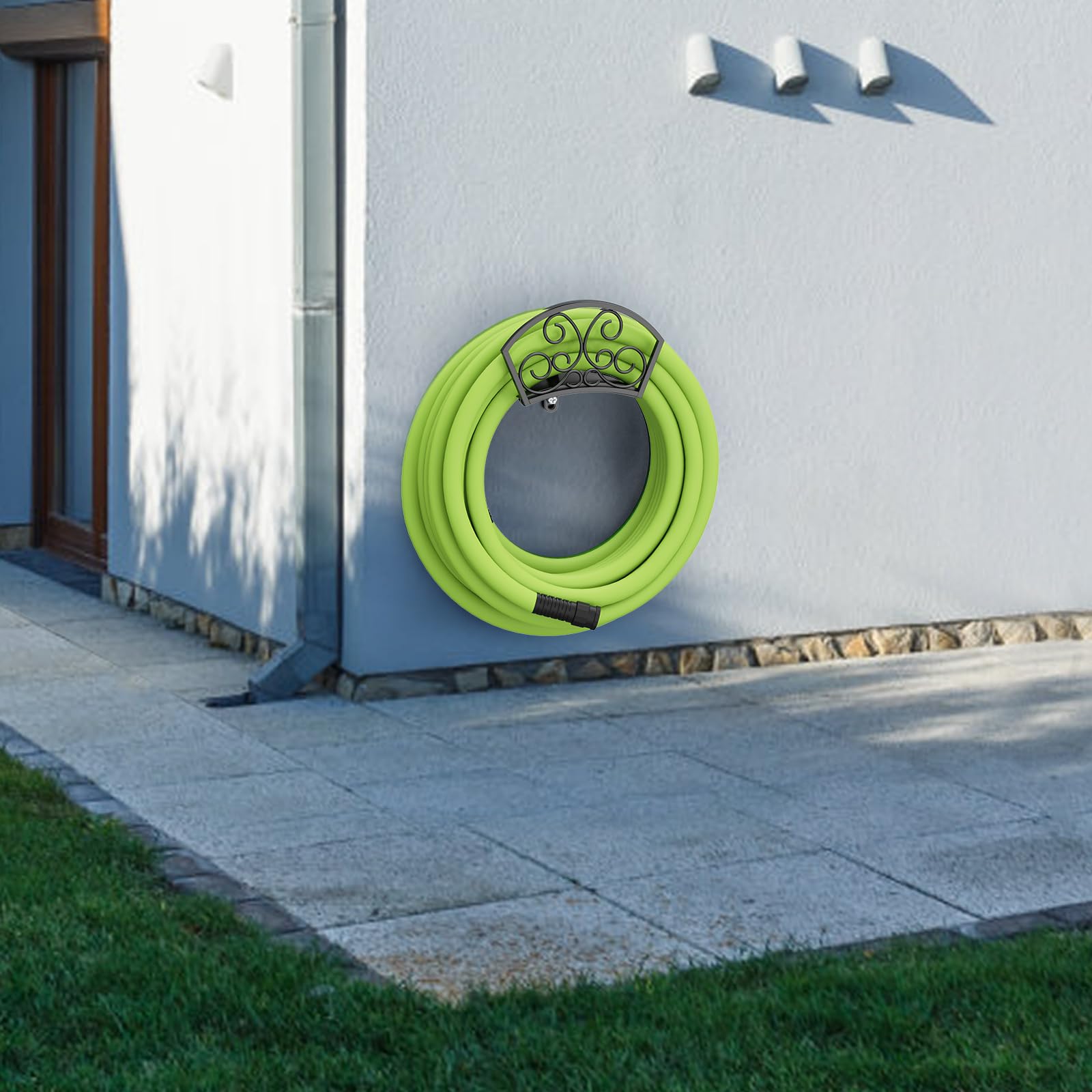 GOFORWILD Decorative Star Garden Hose Holder - Sturdy Wall Mount Hose Rack for 125-Feet 5/8-Inch Water Hose | Durable Gauge Steel Construction | Perfect for Lawn Care, Gardening & Outdoor Watering