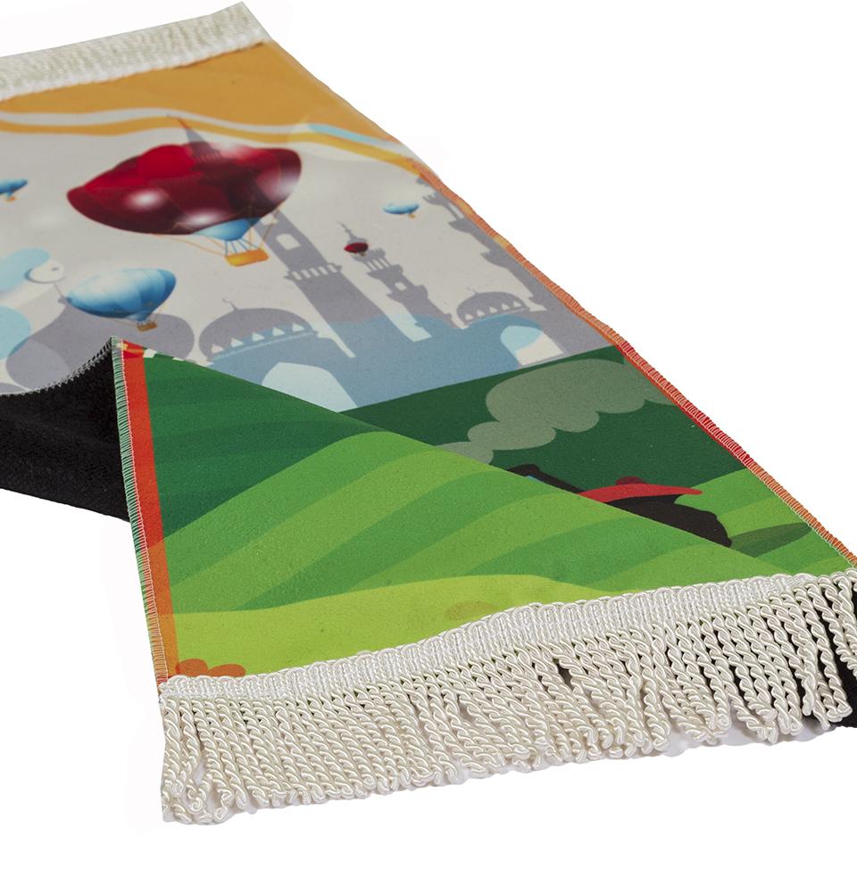 Kids Islamic Prayer Rug with Fun Digital Print - Masjid Fields Design - Perfect for Home, Mosque & Travel Prayer Needs