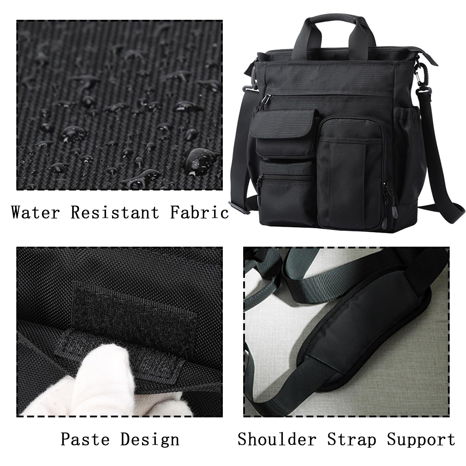 Men's Messenger Crossbody Shoulder Bag - Durable Work & Travel Laptop Briefcase with Multiple Pockets - Business Office & Commuting Essential (Black)