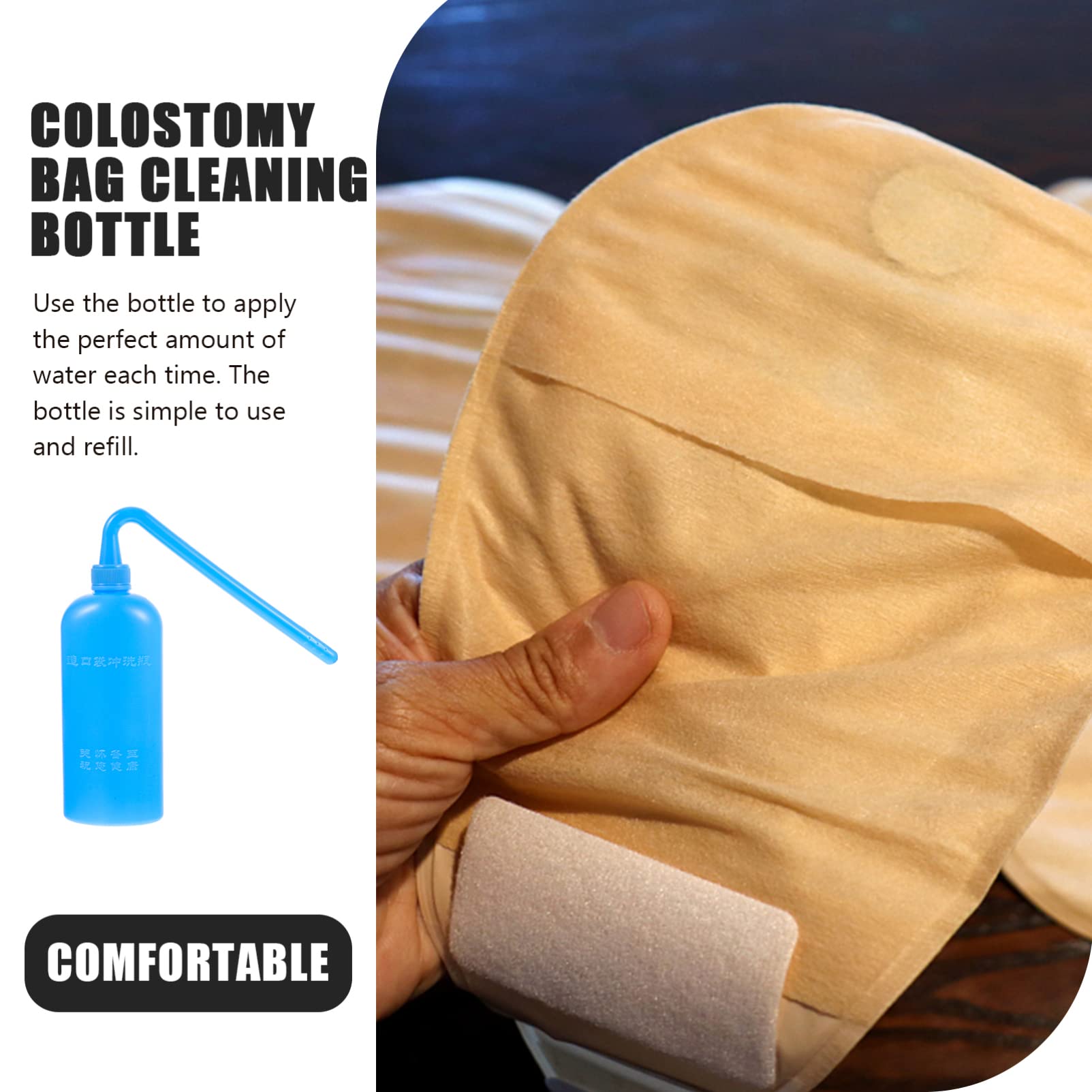 ULTECHNOVO 4-Pack Ostomy Bags with Leak-Proof Cleaning Bottle - Stoma Care Accessories Kit for Post-Surgery Hygiene & Daily Use | Includes Wash Bottle, Plastic Cleaner & Essential Stoma Bag Supplies