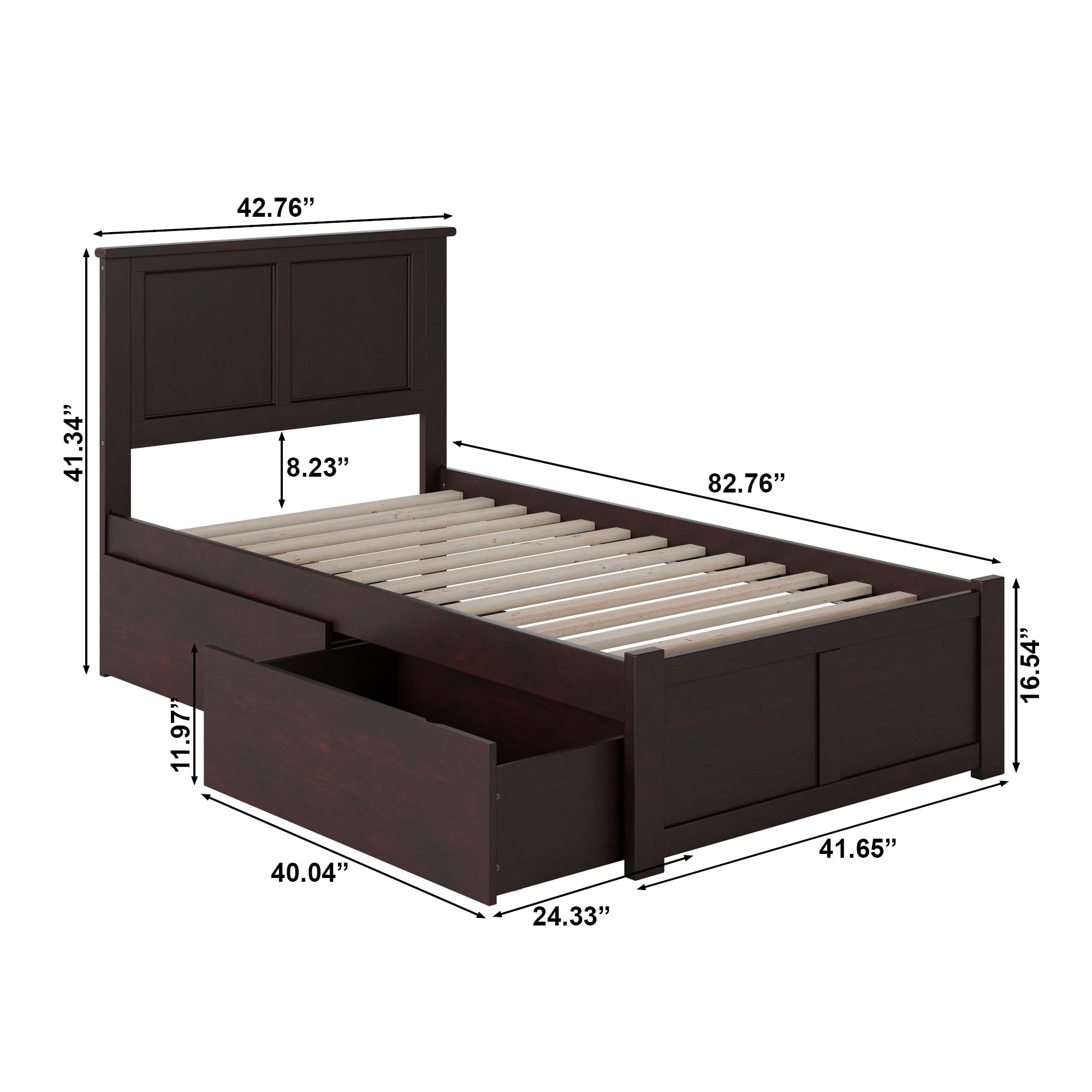 AFI Madison Twin XL Platform Bed with Storage & USB Charger for Small Spaces