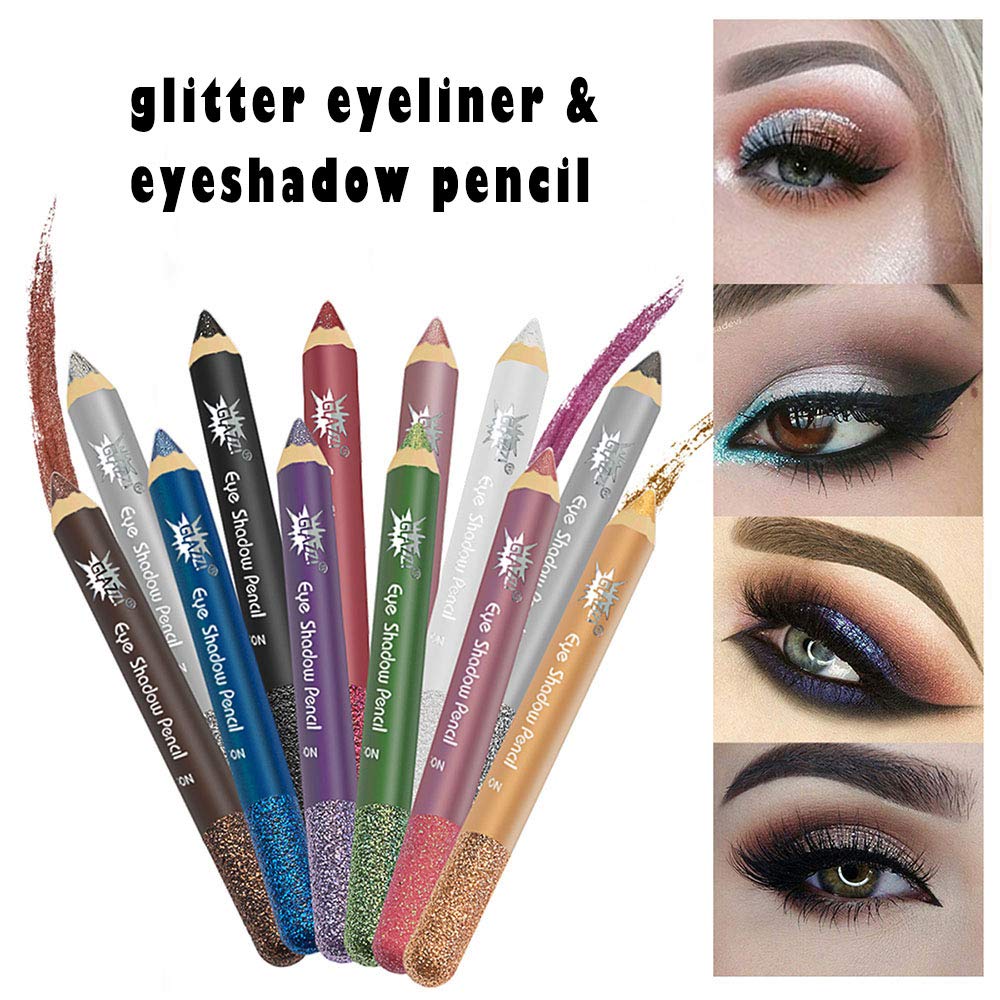 12-Pack Jumbo Glitter Eyeliner Pencils Set - Metallic & Shimmer Eyeshadow Liners, Long Lasting, Hypoallergenic, Vegan Eye Makeup for Parties, Halloween & Special Occasions