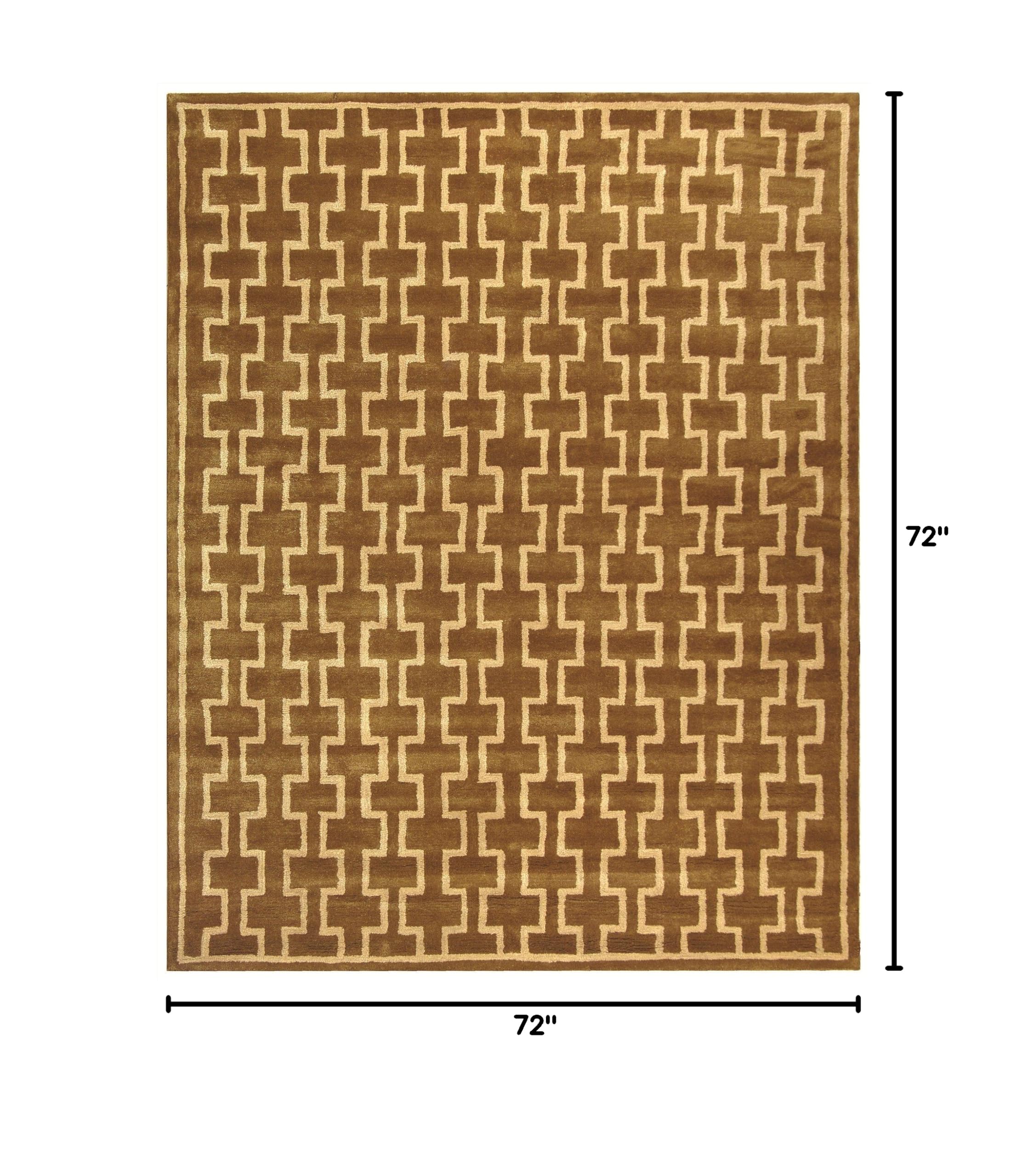 SAFAVIEH Soho Collection 6' Round Handmade Premium Wool Area Rug in Camel & Gold - SOH421C | Perfect for Living Room, Bedroom or Office Decor