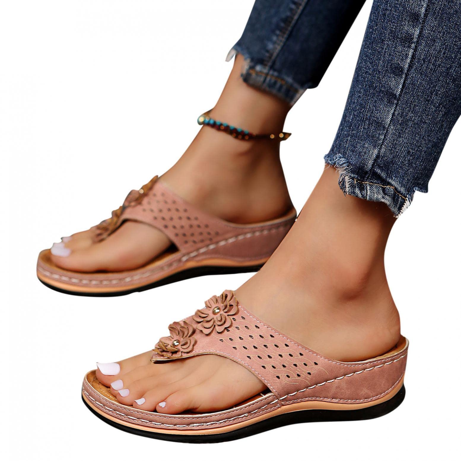 Women's Comfortable Summer Sandals with Arch Support - Cute Floral Flip Flops for Casual Wear & Dressy Occasions | Perfect for Beach, Vacation, and Everyday Outfits