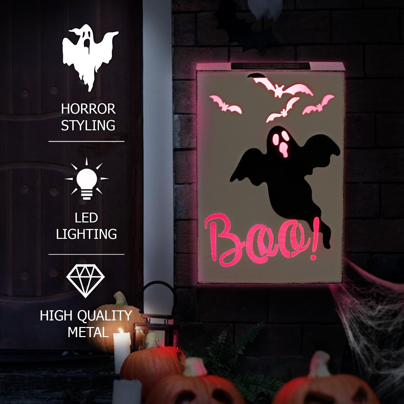 Solar-Powered Halloween Ghost Wall Lights - Outdoor Halloween Decor for Patio, Lawn, Yard - Scary Halloween Solar Lights for Home & Garden - Perfect for Halloween Parties & Spooky Nighttime Ambiance