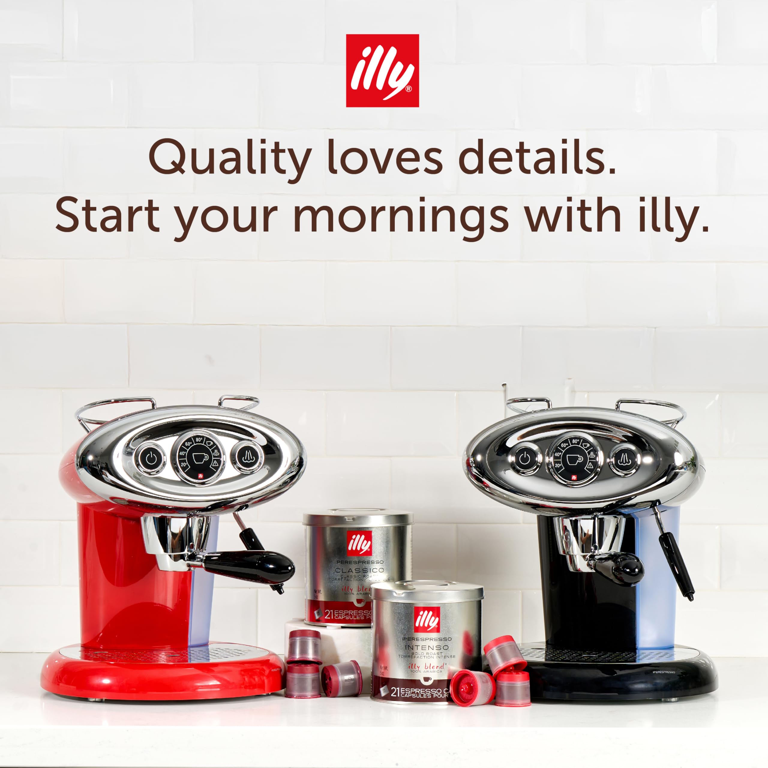 Illy X7.1 Espresso Single-Serve Machine - Barista Quality Coffee Maker for iperEspresso Capsules with Milk Frother Steam Wand (Red) | Perfect for Home, Office & Small Cafes